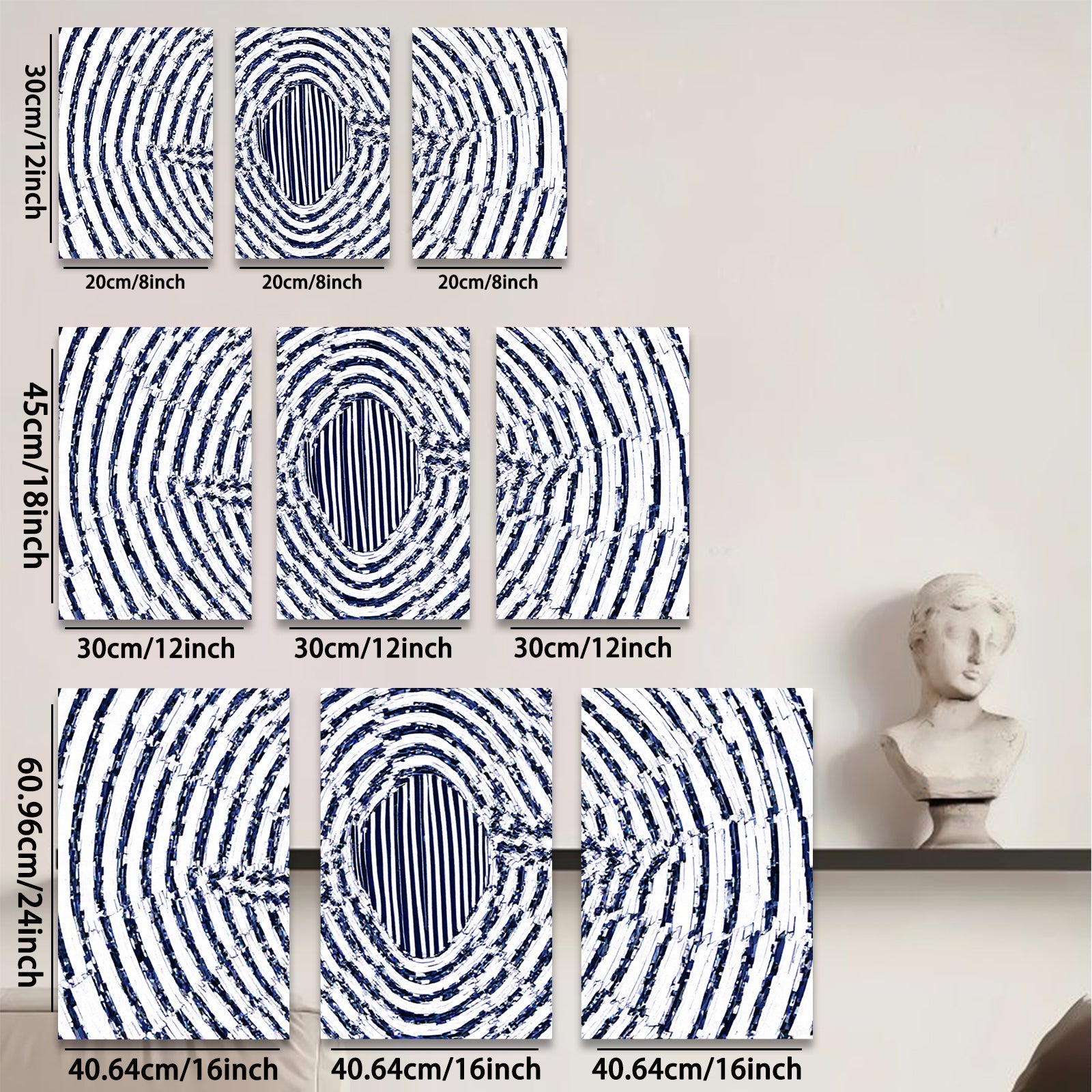 2D flat 1pc abstract spiral blue wall art modern home decor living room bedroom office gallery wrapped canvas prints farmhouse style trending now