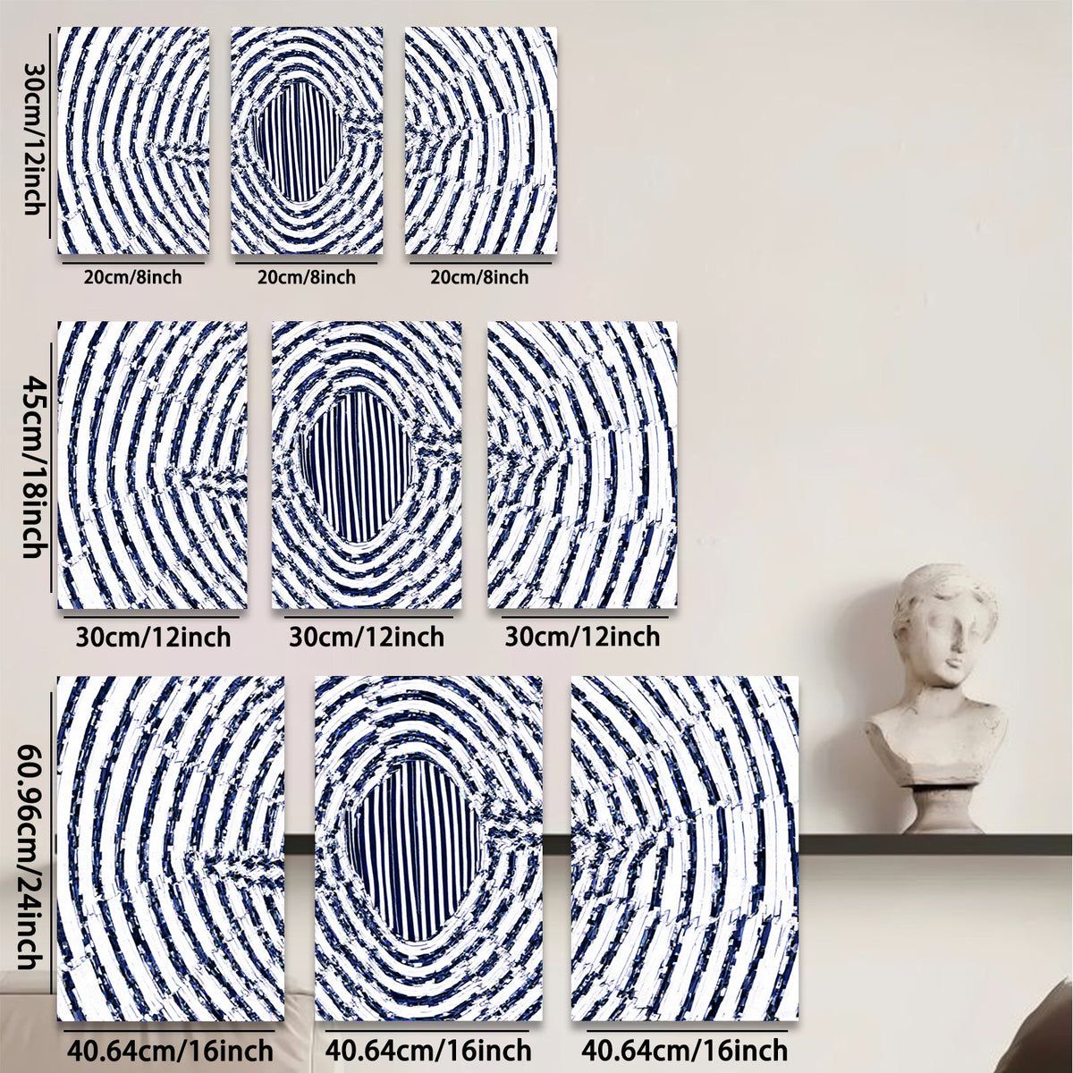 2D flat 1pc abstract spiral blue wall art modern home decor living room bedroom office gallery wrapped canvas prints farmhouse style trending now