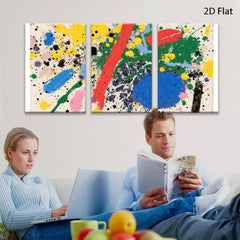 2D flat 1pc abstract splash vibrant color canvas wall art modern farmhouse living room bedroom decor gallery wrapped ready hang