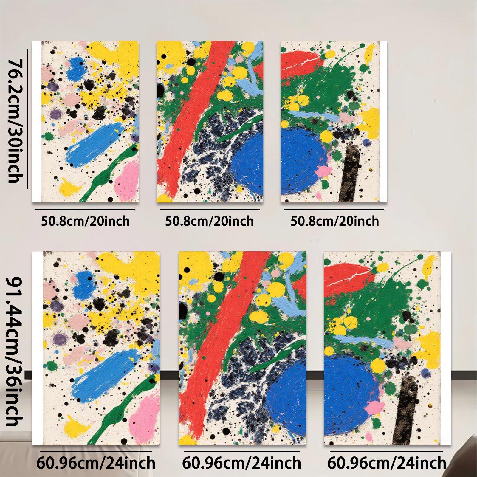 2D flat 1pc abstract splash vibrant color canvas wall art modern farmhouse living room bedroom decor gallery wrapped ready hang