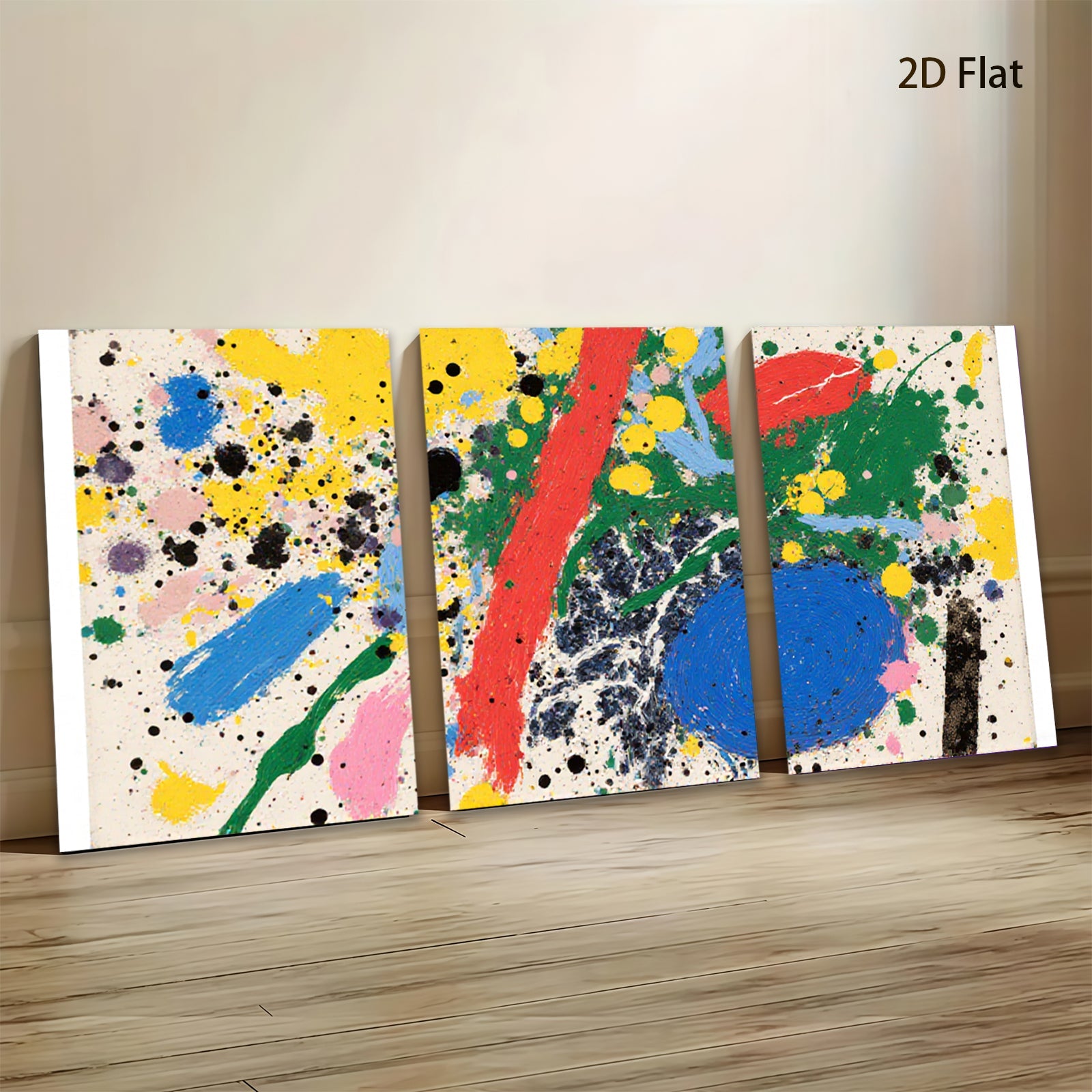 2D flat 1pc abstract splash vibrant color canvas wall art modern farmhouse living room bedroom decor gallery wrapped ready hang