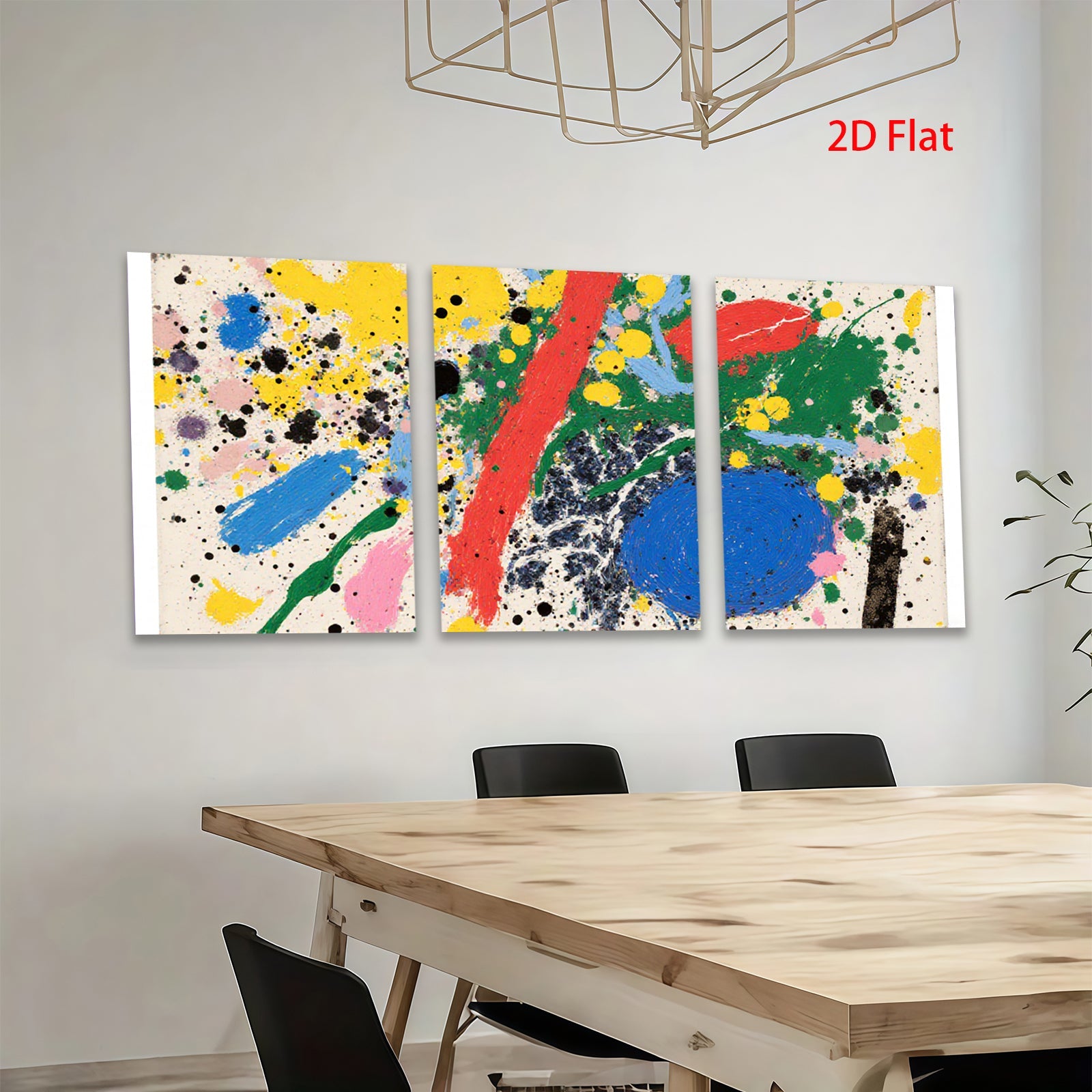 2D flat 1pc abstract splash vibrant color canvas wall art modern farmhouse living room bedroom decor gallery wrapped ready hang