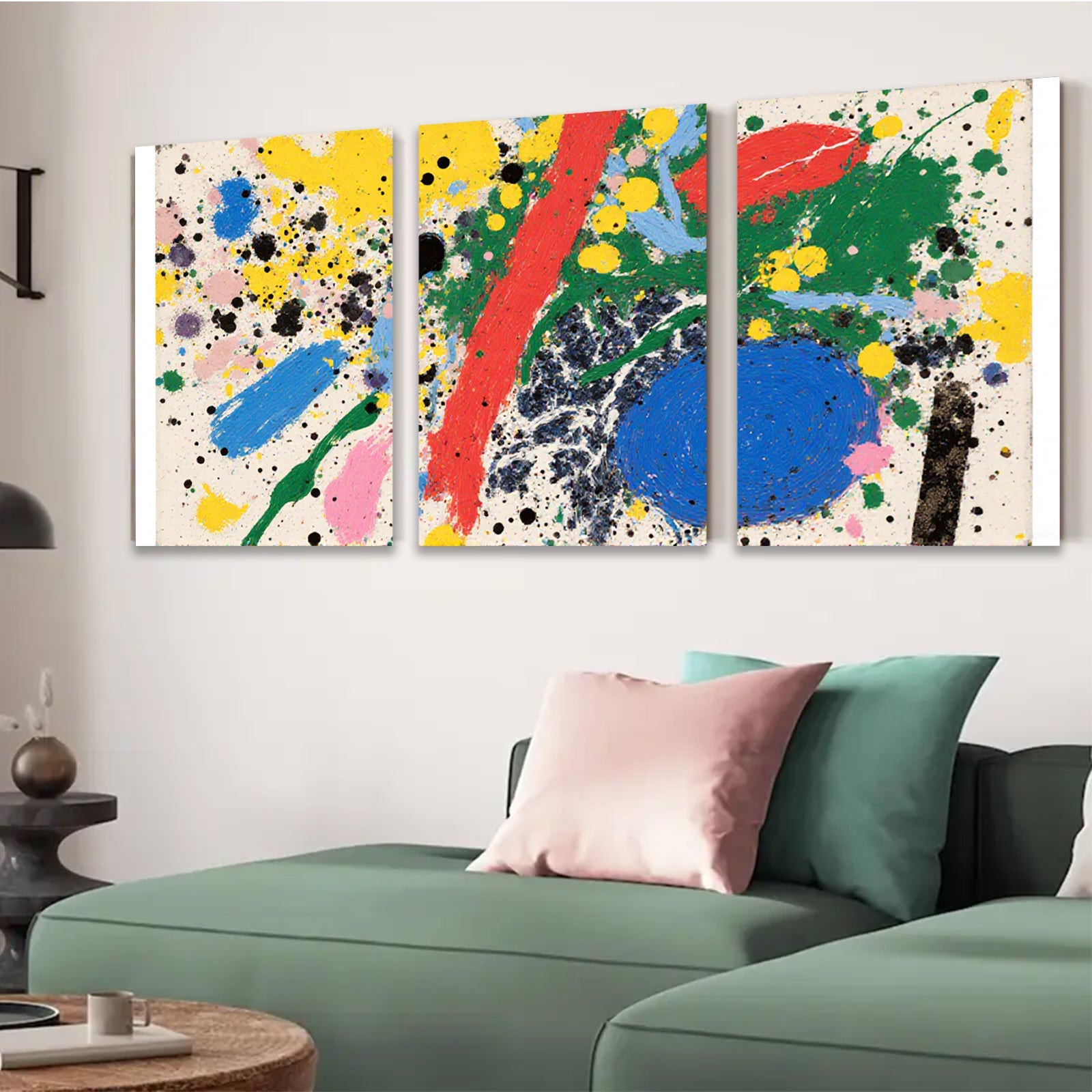 2D flat 1pc abstract splash vibrant color canvas wall art modern farmhouse living room bedroom decor gallery wrapped ready hang