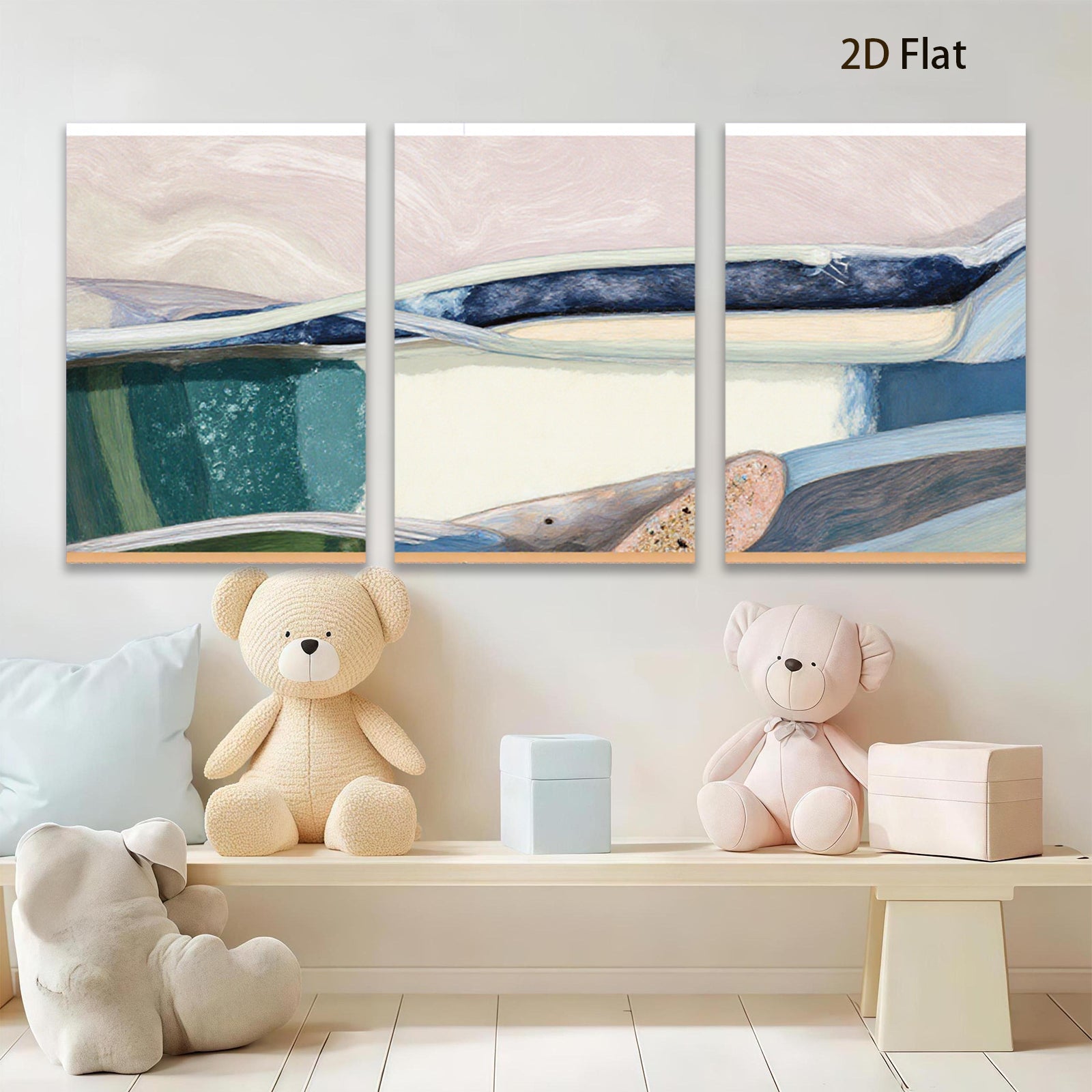 2D flat 1pc abstract strokes vibrant color palette modern wall art living room bedroom gallery wrapped canvas farmhouse style decor