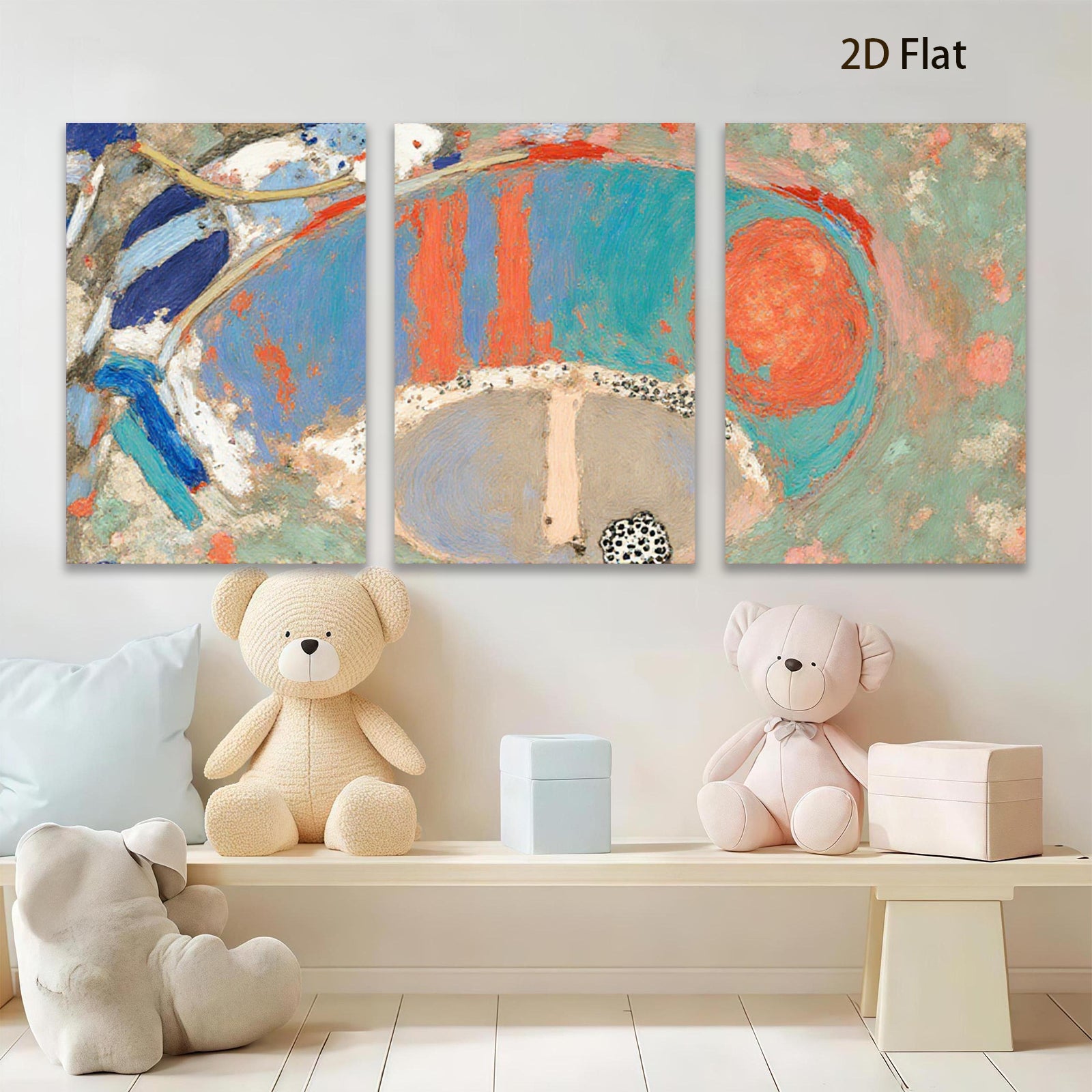 2D flat 1pc abstract swirling blues reds modern wall art living room bedroom home decor gallery wrapped canvas farmhouse style statement piece
