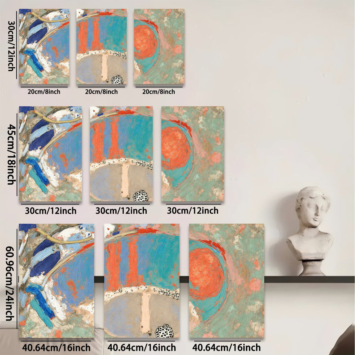 2D flat 1pc abstract swirling blues reds modern wall art living room bedroom home decor gallery wrapped canvas farmhouse style statement piece