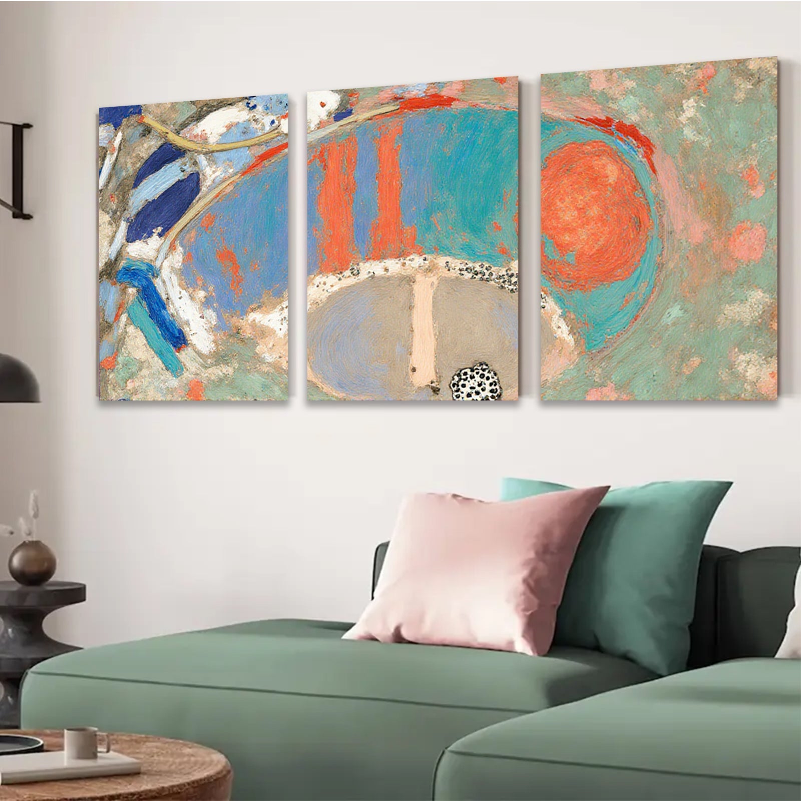 2D flat 1pc abstract swirling blues reds modern wall art living room bedroom home decor gallery wrapped canvas farmhouse style statement piece
