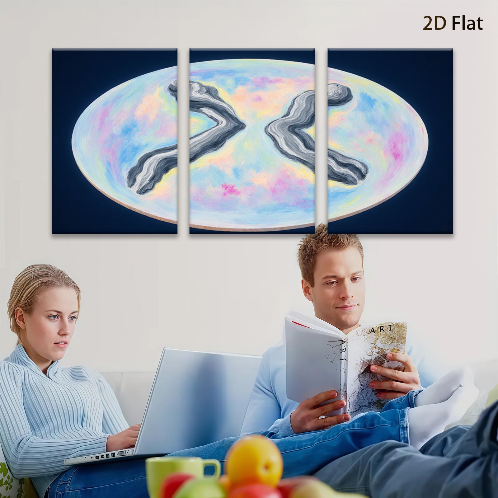 2D flat 1pc abstract swirling forms modern wall art bedroom living room decor farmhouse style gallery wrapped canvas print statement piece