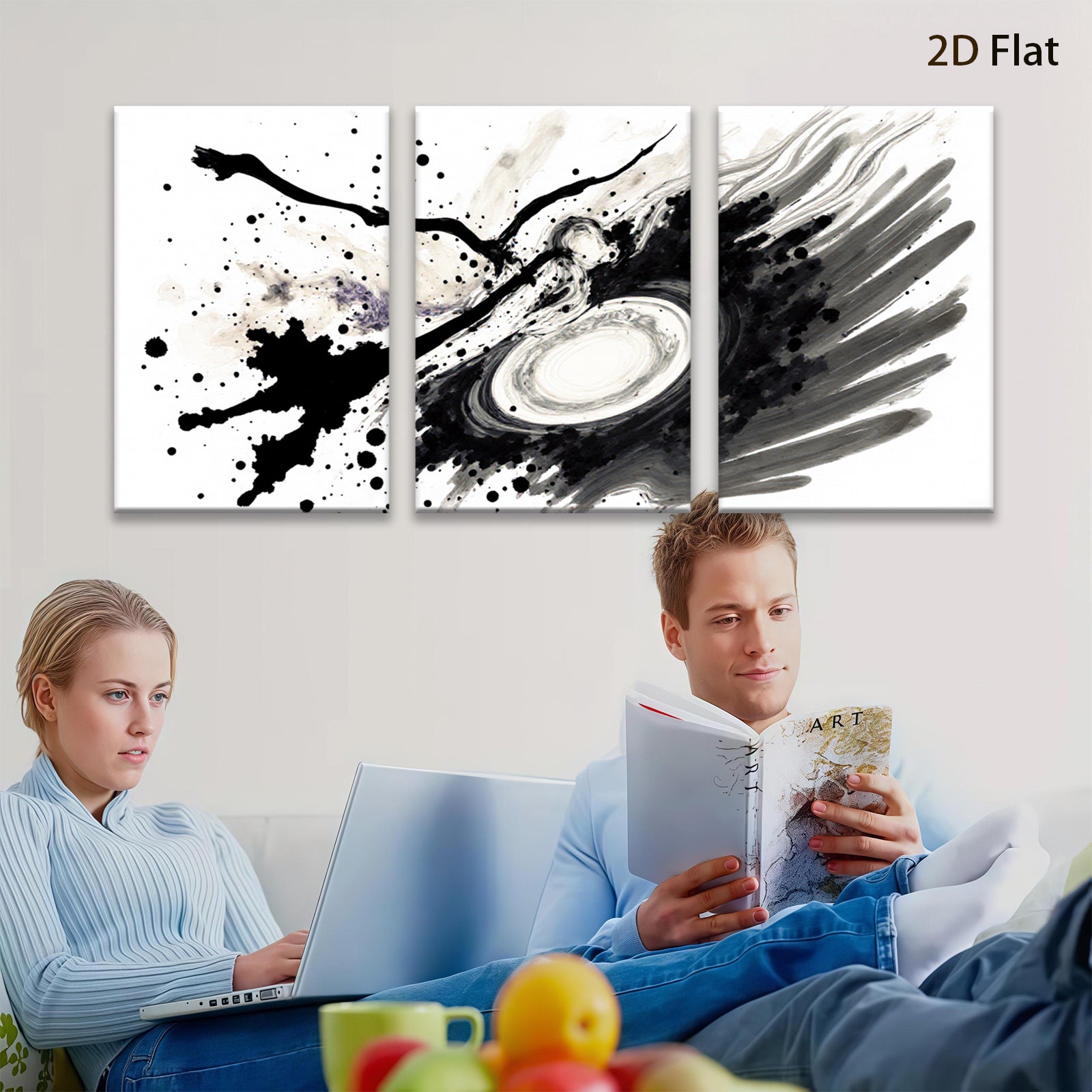 2D flat 1pc abstract swirling galaxy cosmic wall art canvas print modern farmhouse decor bedroom living room kitchen office gallery wrapped inspiring statement piece