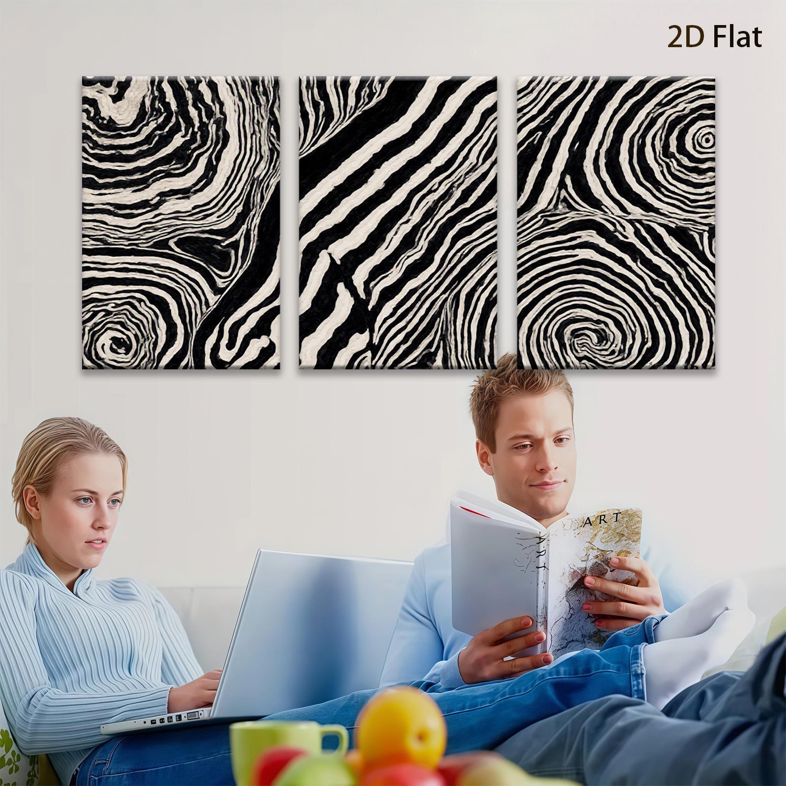 2D flat 1pc abstract swirling monochrome wall art modern farmhouse living room bedroom decor gallery wrapped canvas prints large size statement piece cozy vibe