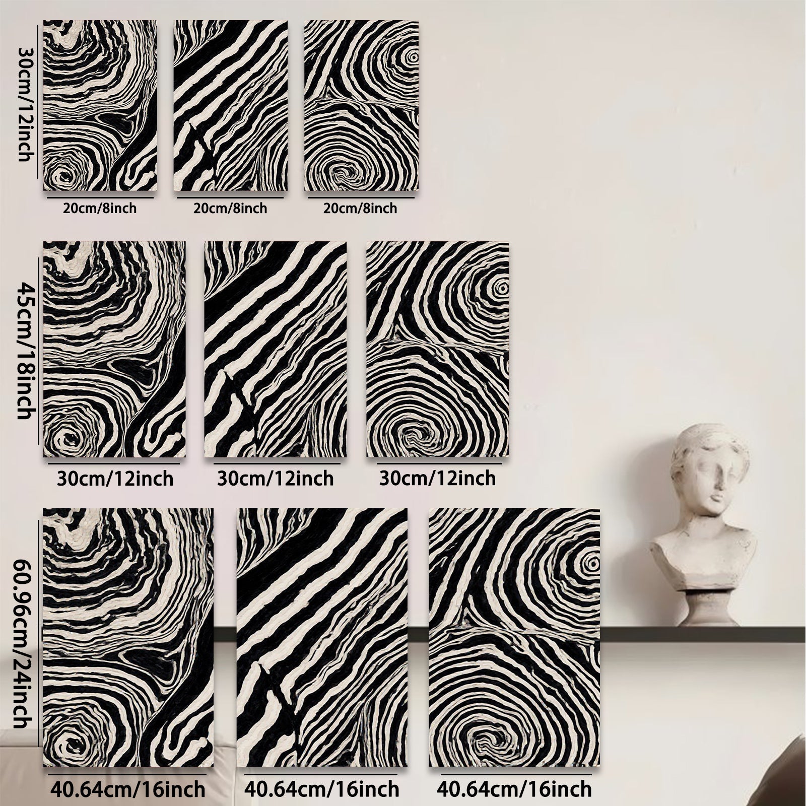 2D flat 1pc abstract swirling monochrome wall art modern farmhouse living room bedroom decor gallery wrapped canvas prints large size statement piece cozy vibe