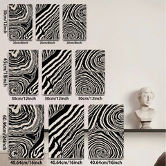 2D flat 1pc abstract swirling monochrome wall art modern farmhouse living room bedroom decor gallery wrapped canvas prints large size statement piece cozy vibe