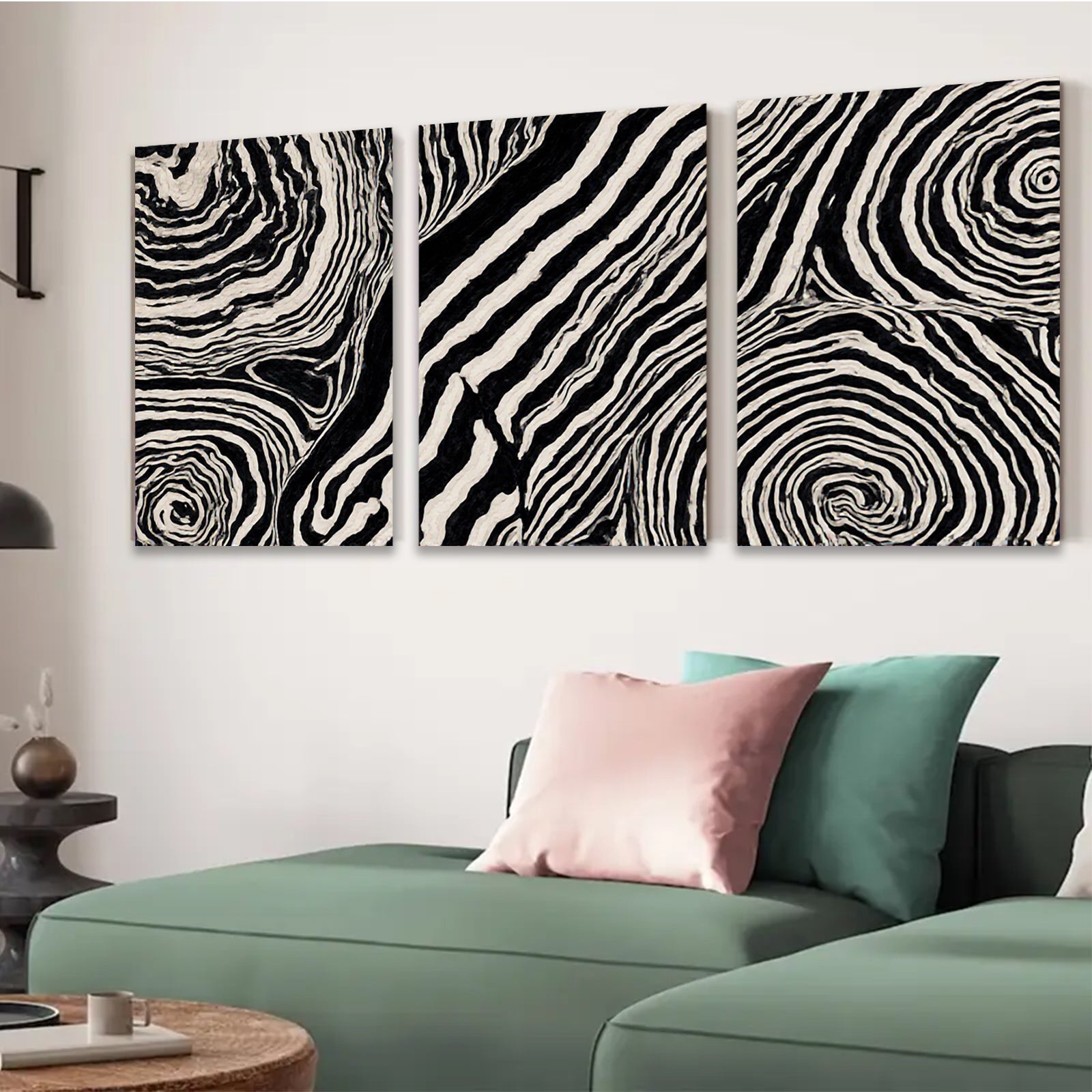 2D flat 1pc abstract swirling monochrome wall art modern farmhouse living room bedroom decor gallery wrapped canvas prints large size statement piece cozy vibe