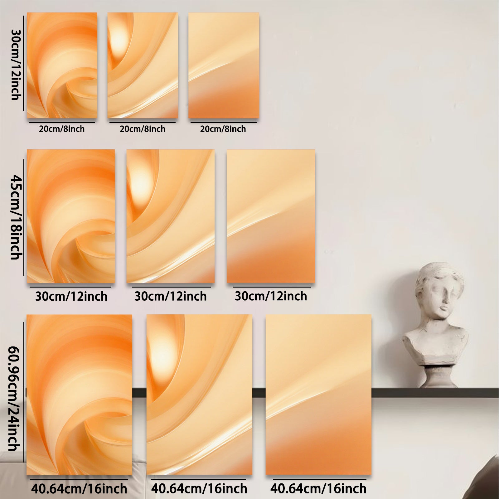 2D flat 1pc abstract swirling orange warmth modern wall art canvas prints for living room bedroom home decor farmhouse style gallery wrapped ready to hang