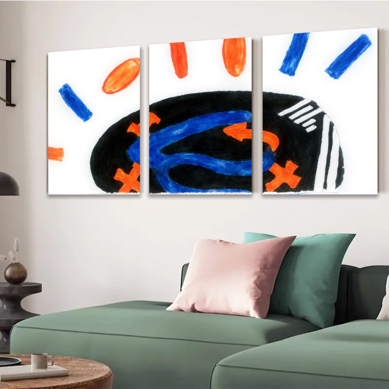 2D flat 1pc abstract swirls bold hues modern wall art living room bedroom decor gallery wrapped canvas farmhouse style statement piece colorful accent vibrant art