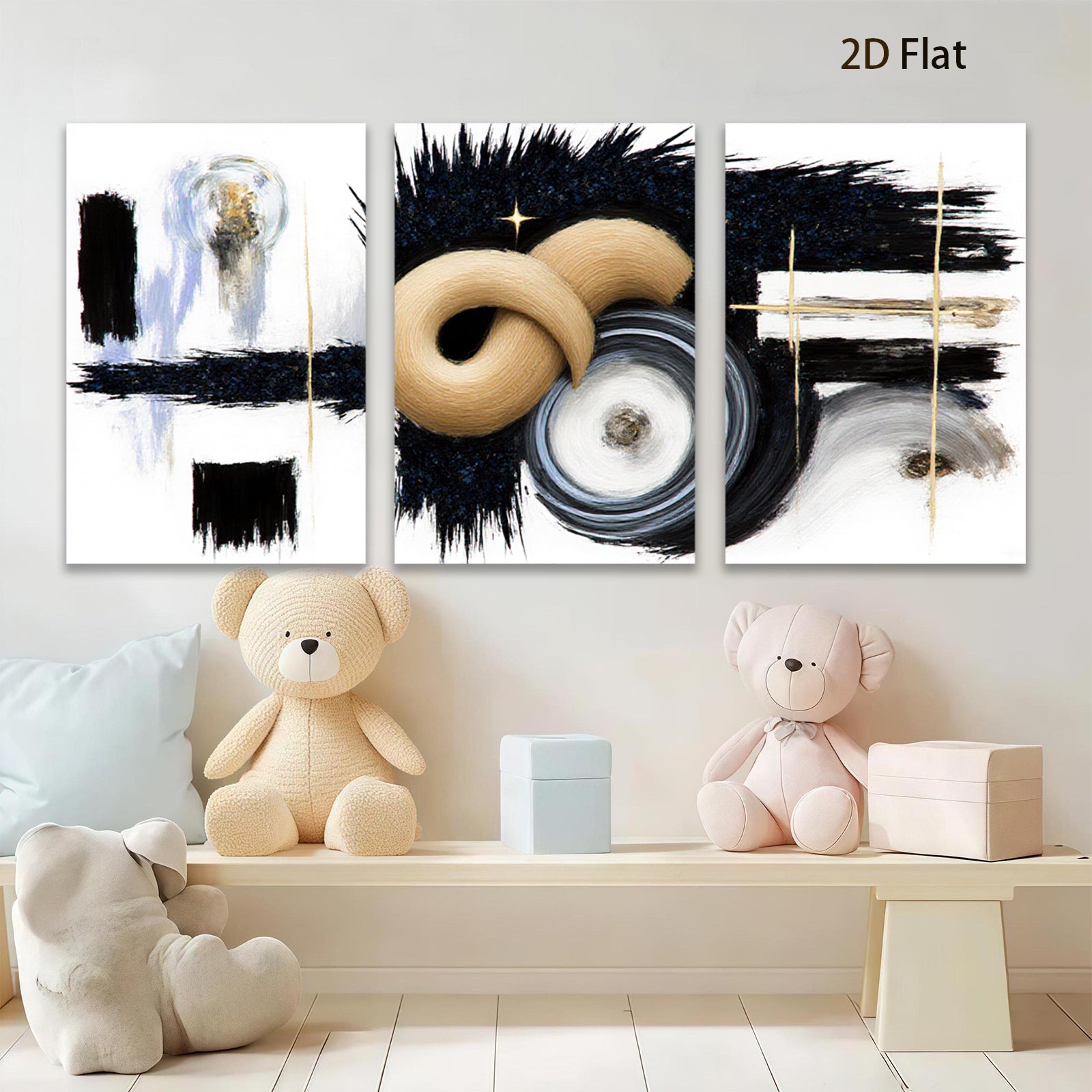 2D flat 1pc abstract swirls bold strokes modern wall art living room bedroom home decor farmhouse style gallery wrapped canvas prints