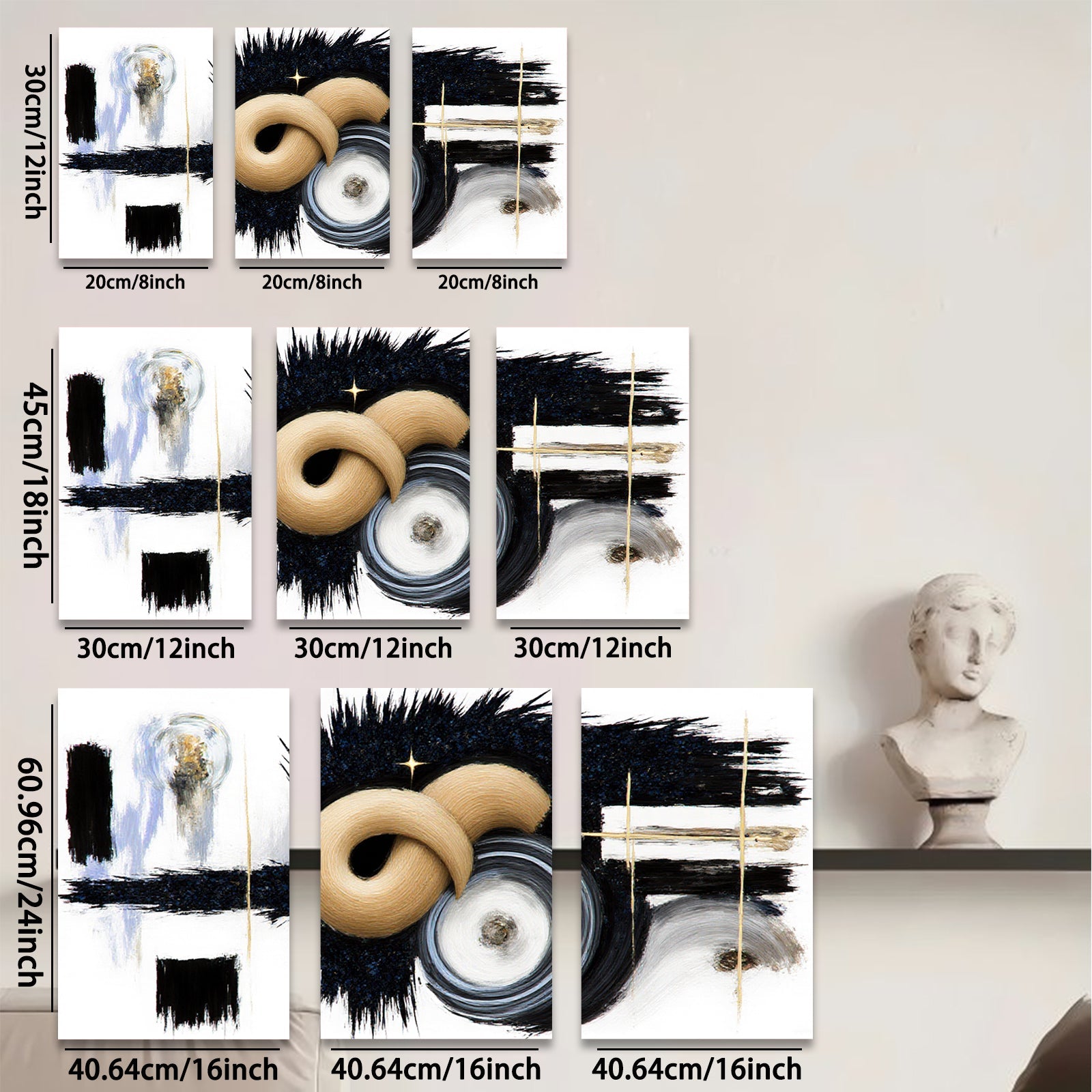 2D flat 1pc abstract swirls bold strokes modern wall art living room bedroom home decor farmhouse style gallery wrapped canvas prints