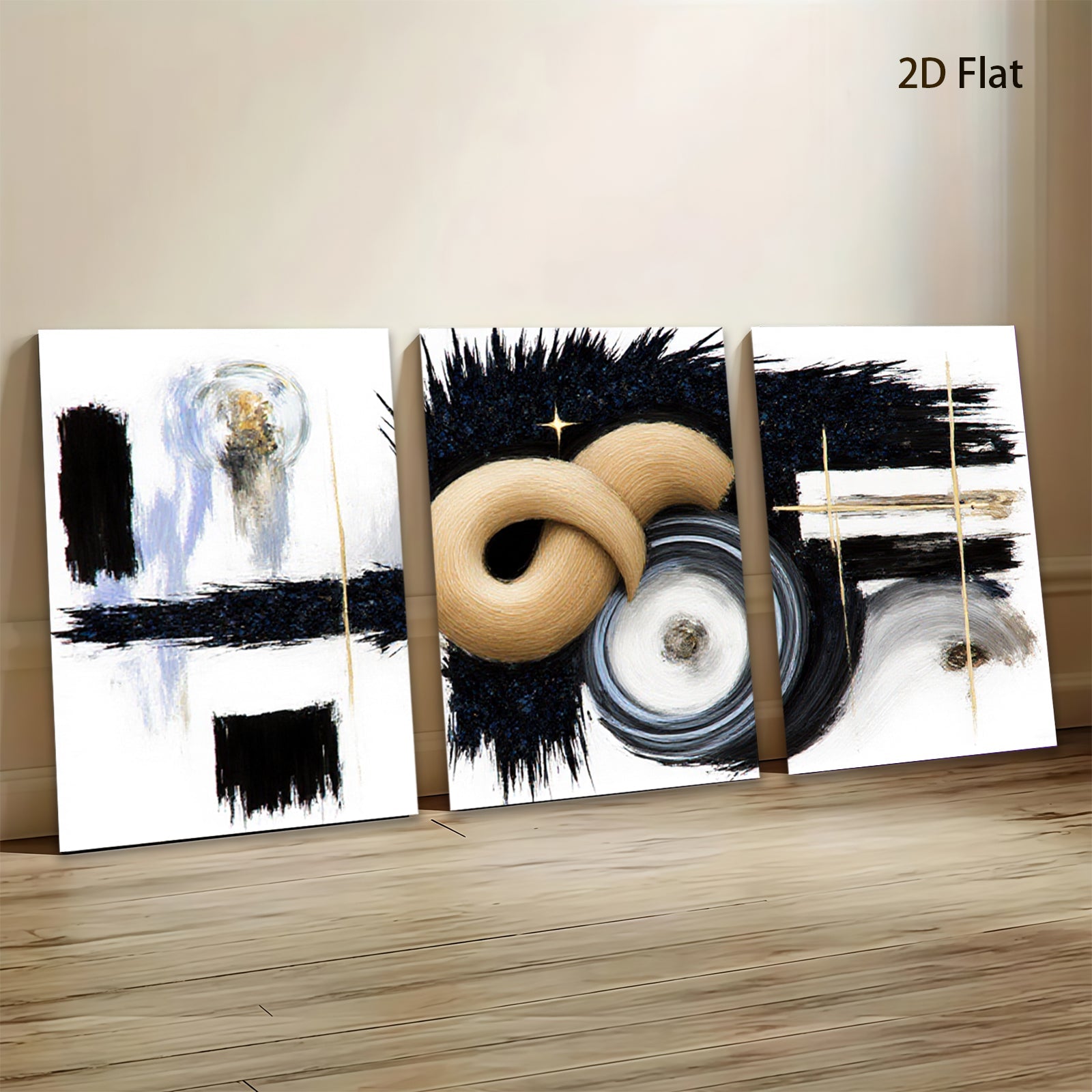 2D flat 1pc abstract swirls bold strokes modern wall art living room bedroom home decor farmhouse style gallery wrapped canvas prints