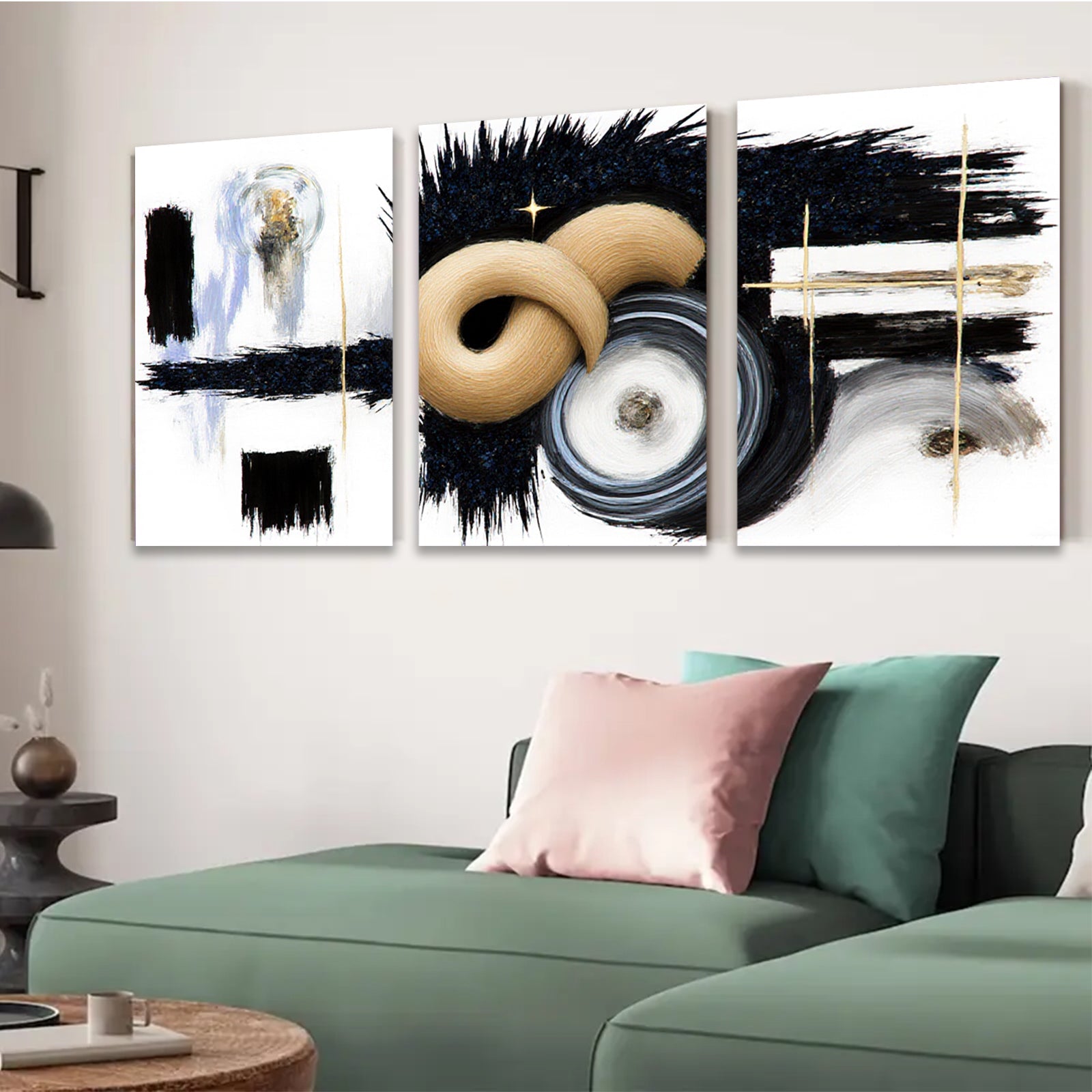 2D flat 1pc abstract swirls bold strokes modern wall art living room bedroom home decor farmhouse style gallery wrapped canvas prints