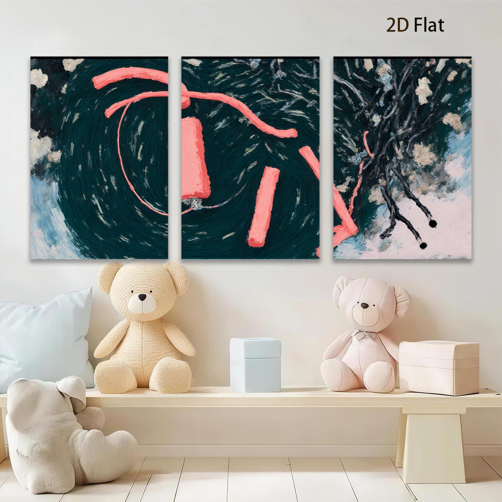 2D flat 1pc abstract swirls crimson lines modern wall art living room bedroom decor farmhouse style gallery wrapped canvas prints cozy vibe
