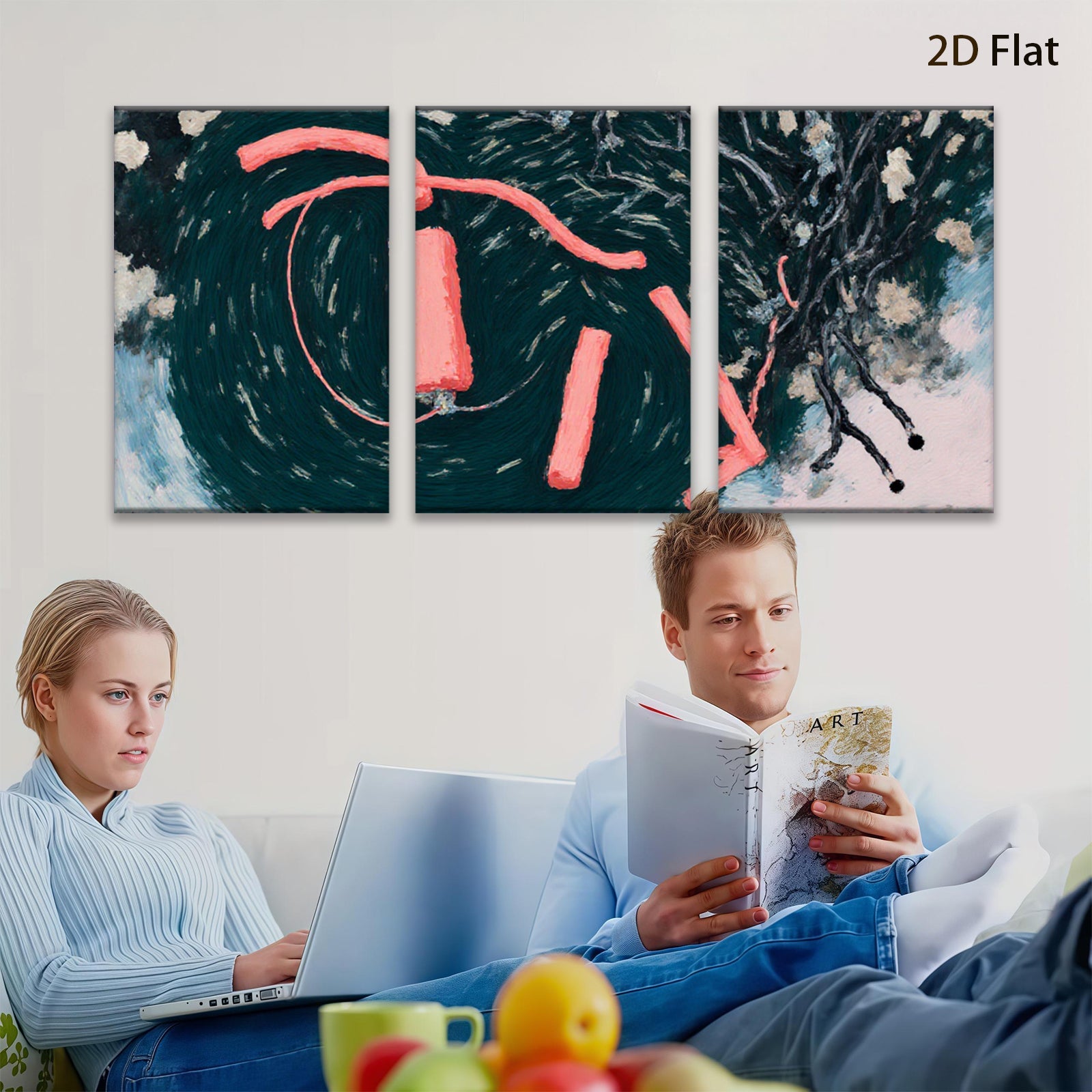 2D flat 1pc abstract swirls crimson lines modern wall art living room bedroom decor farmhouse style gallery wrapped canvas prints cozy vibe