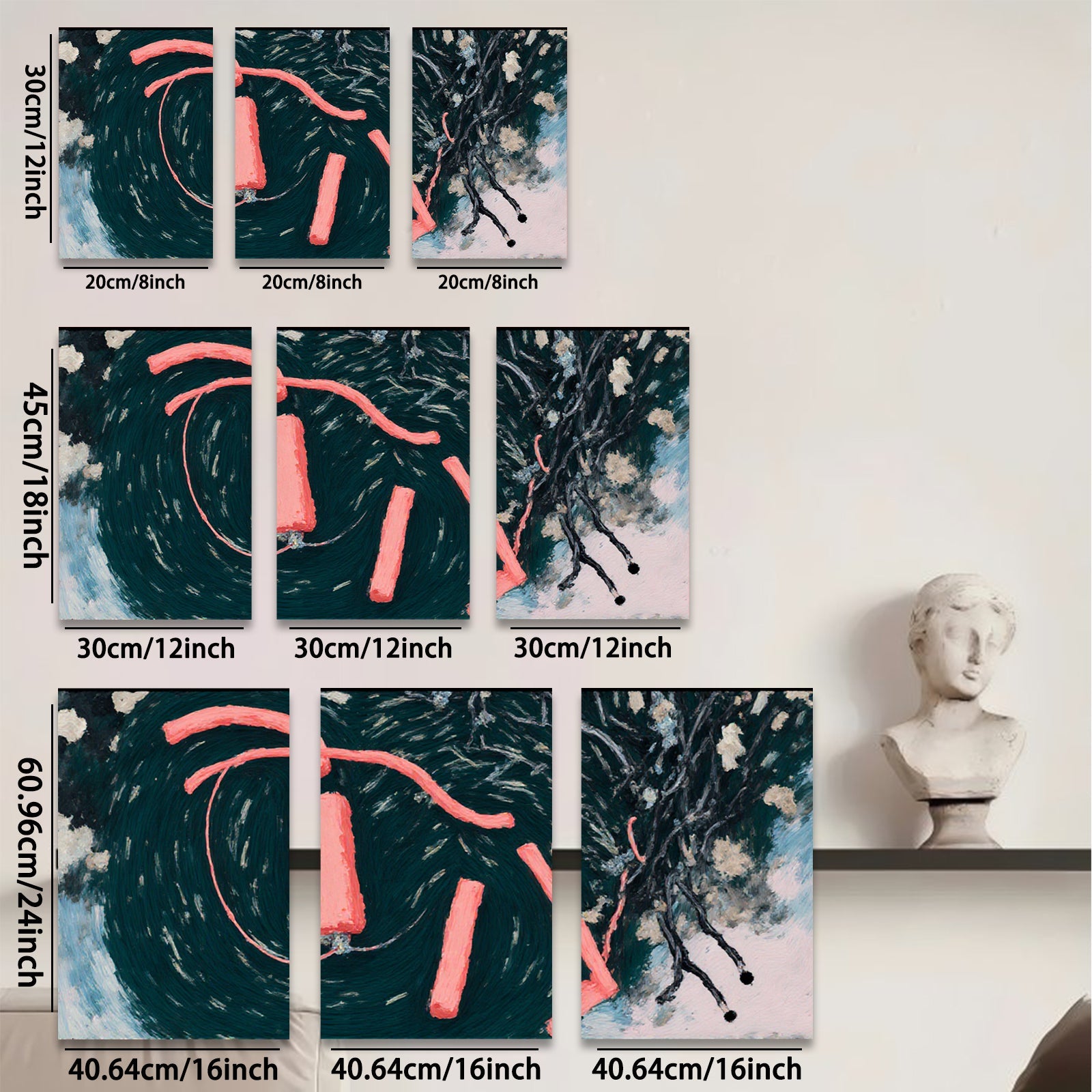 2D flat 1pc abstract swirls crimson lines modern wall art living room bedroom decor farmhouse style gallery wrapped canvas prints cozy vibe