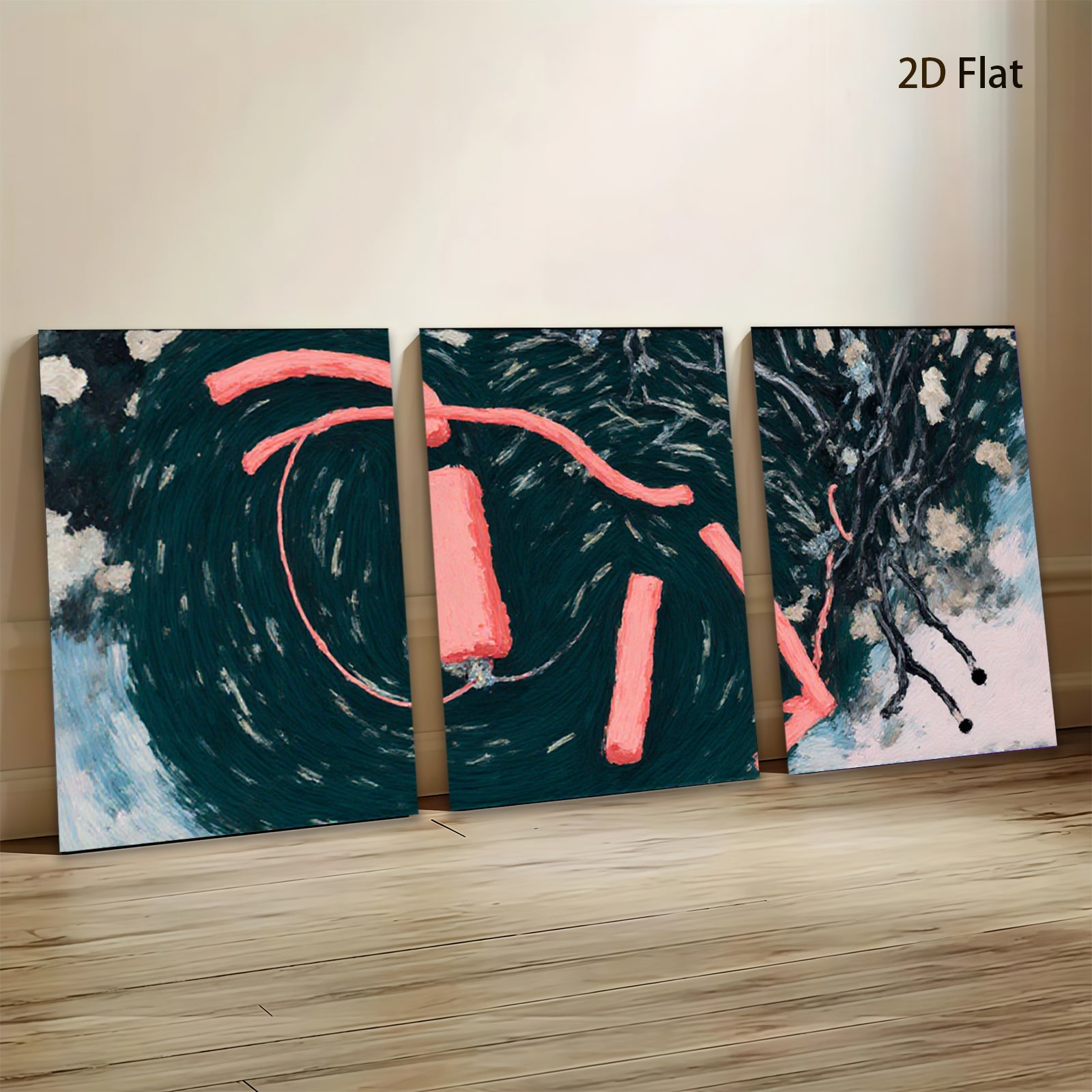 2D flat 1pc abstract swirls crimson lines modern wall art living room bedroom decor farmhouse style gallery wrapped canvas prints cozy vibe