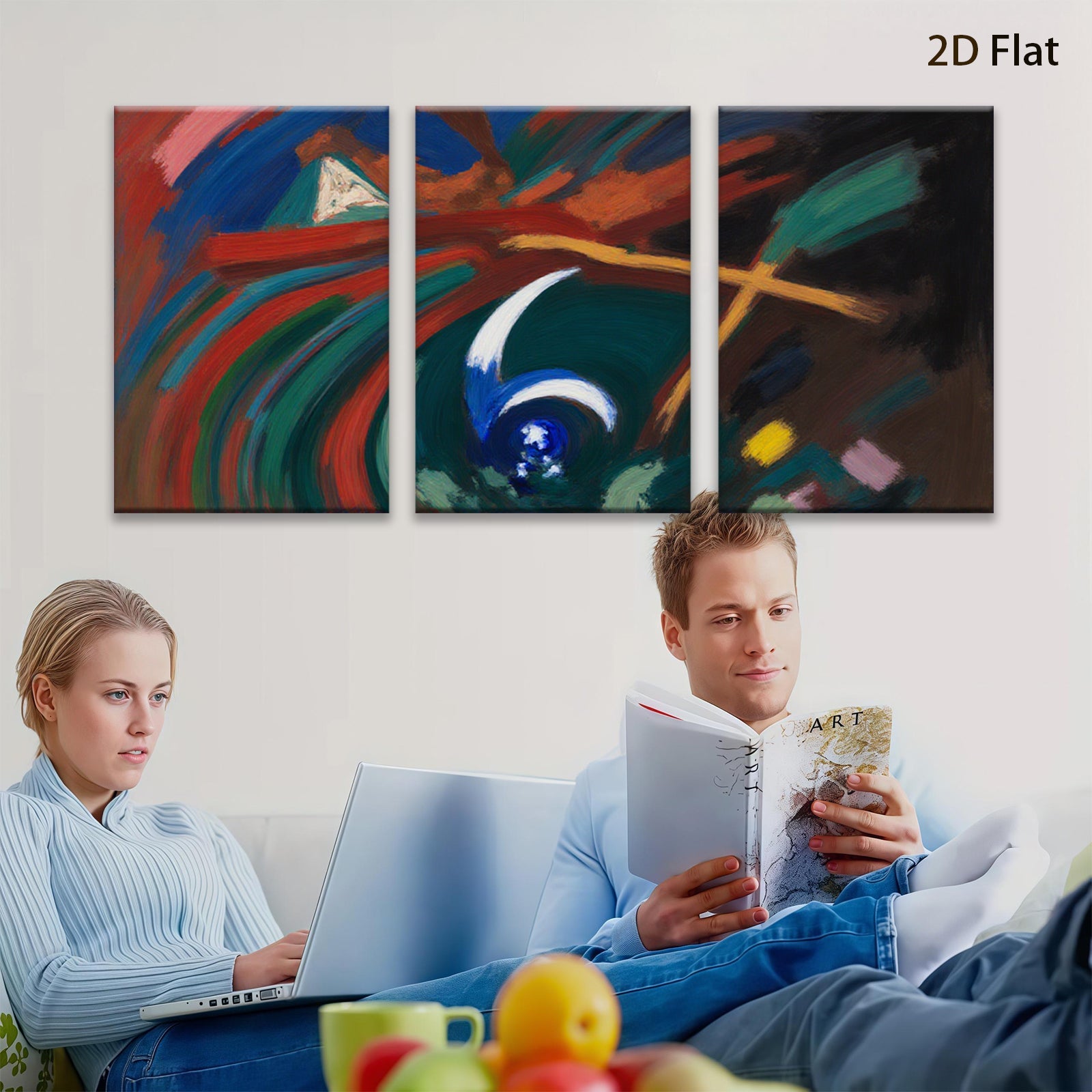 2D flat 1pc abstract swirls dynamic energy modern wall art living room bedroom decor farmhouse style gallery wrapped canvas prints statement piece