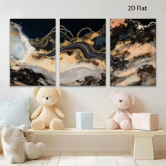 2D flat 1pc abstract swirls golden hues bedroom living room gallery wrapped canvas modern farmhouse wall art statement piece trending now