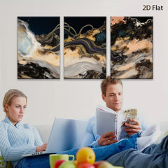 2D flat 1pc abstract swirls golden hues bedroom living room gallery wrapped canvas modern farmhouse wall art statement piece trending now