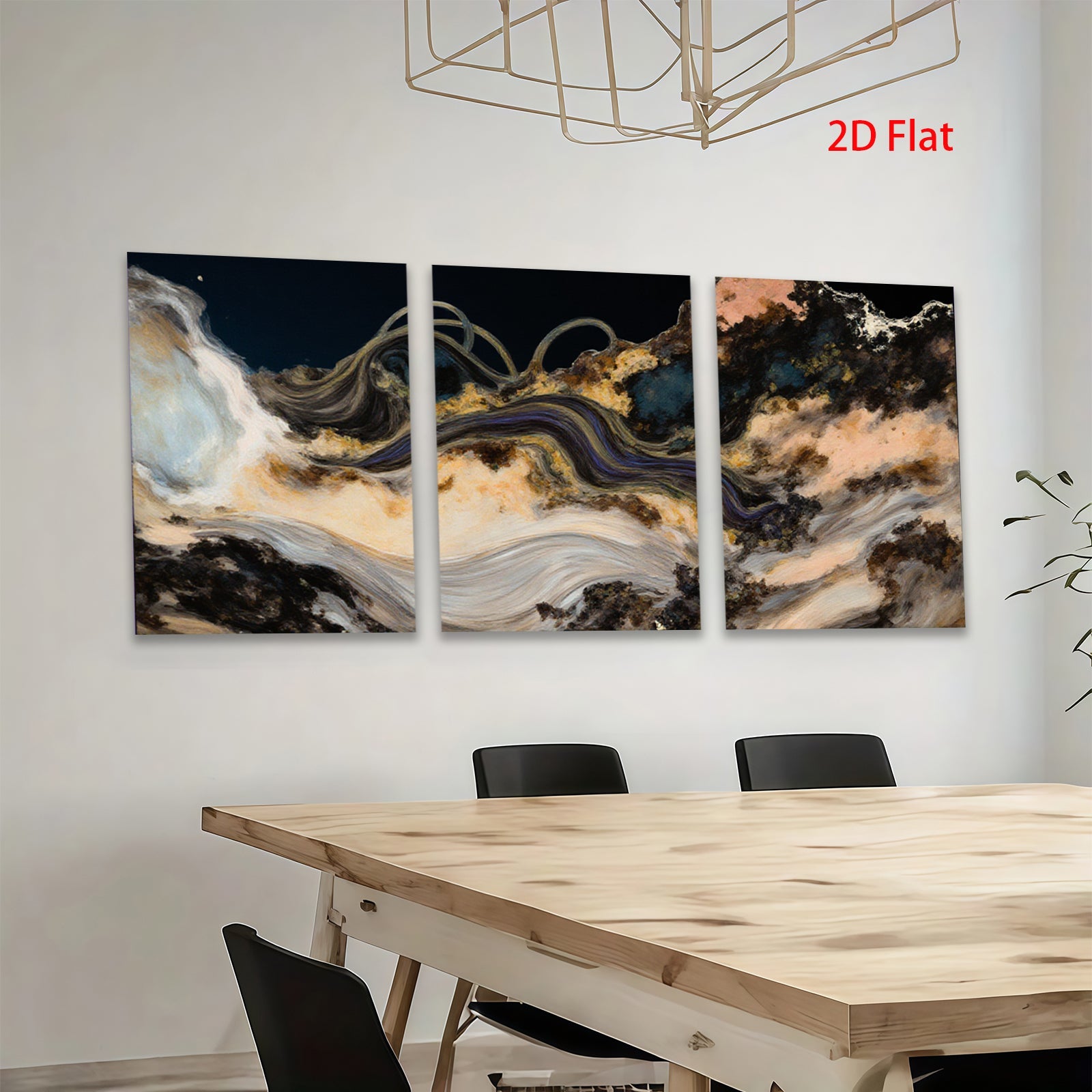 2D flat 1pc abstract swirls golden hues bedroom living room gallery wrapped canvas modern farmhouse wall art statement piece trending now
