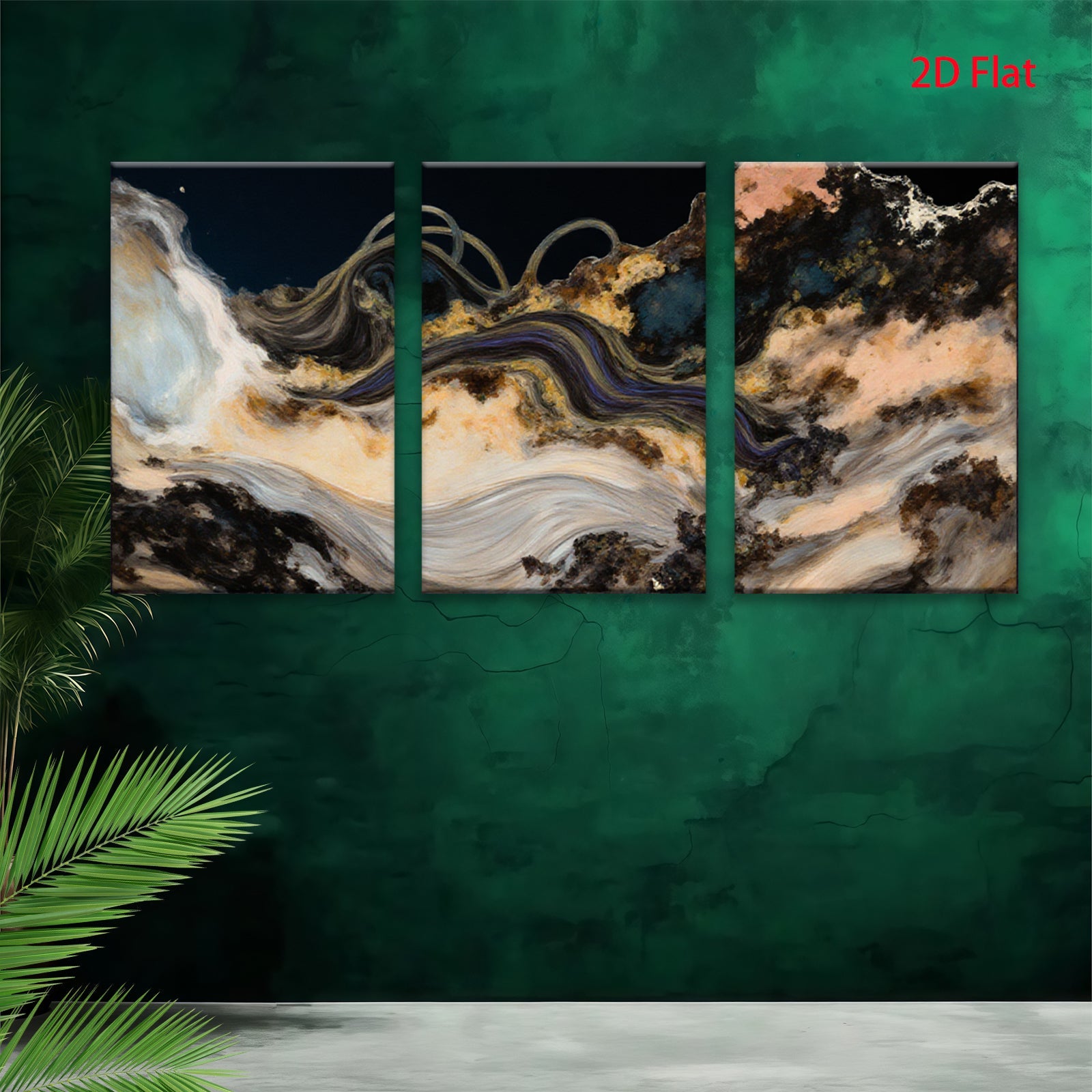 2D flat 1pc abstract swirls golden hues bedroom living room gallery wrapped canvas modern farmhouse wall art statement piece trending now