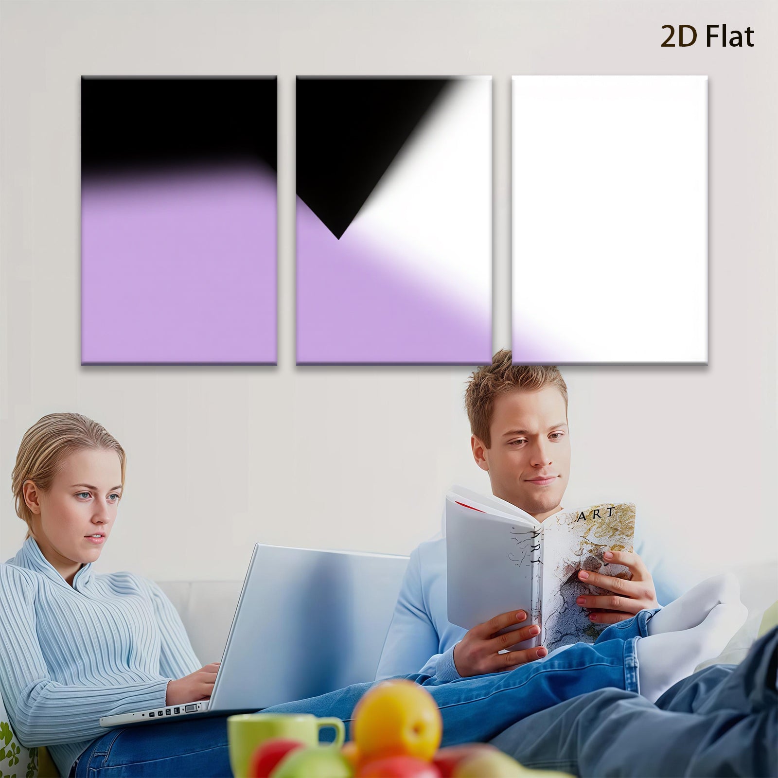 2D flat 1pc abstract violet gradient wall art modern minimalist canvas print for living room bedroom office decor farmhouse style large size statement piece gallery wrapped ready to hang