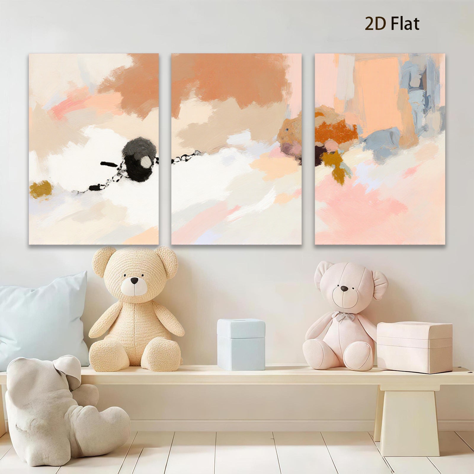 2D flat 1pc abstract warm tones flowing shapes modern wall art bedroom living room gallery wrapped canvas farmhouse minimalist style