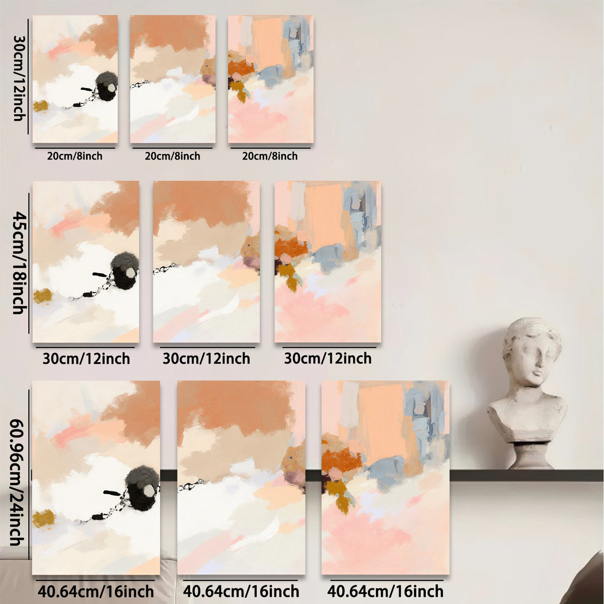 2D flat 1pc abstract warm tones flowing shapes modern wall art bedroom living room gallery wrapped canvas farmhouse minimalist style
