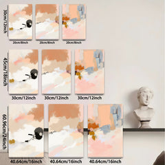 2D flat 1pc abstract warm tones flowing shapes modern wall art bedroom living room gallery wrapped canvas farmhouse minimalist style