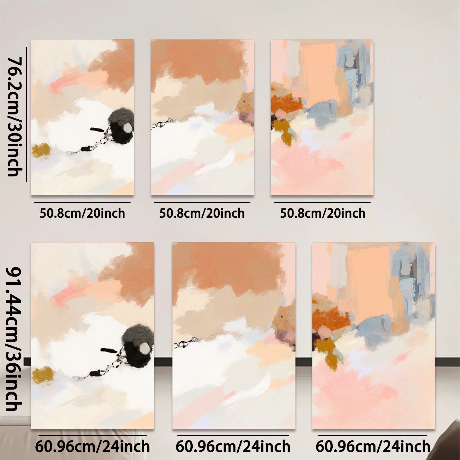 2D flat 1pc abstract warm tones flowing shapes modern wall art bedroom living room gallery wrapped canvas farmhouse minimalist style