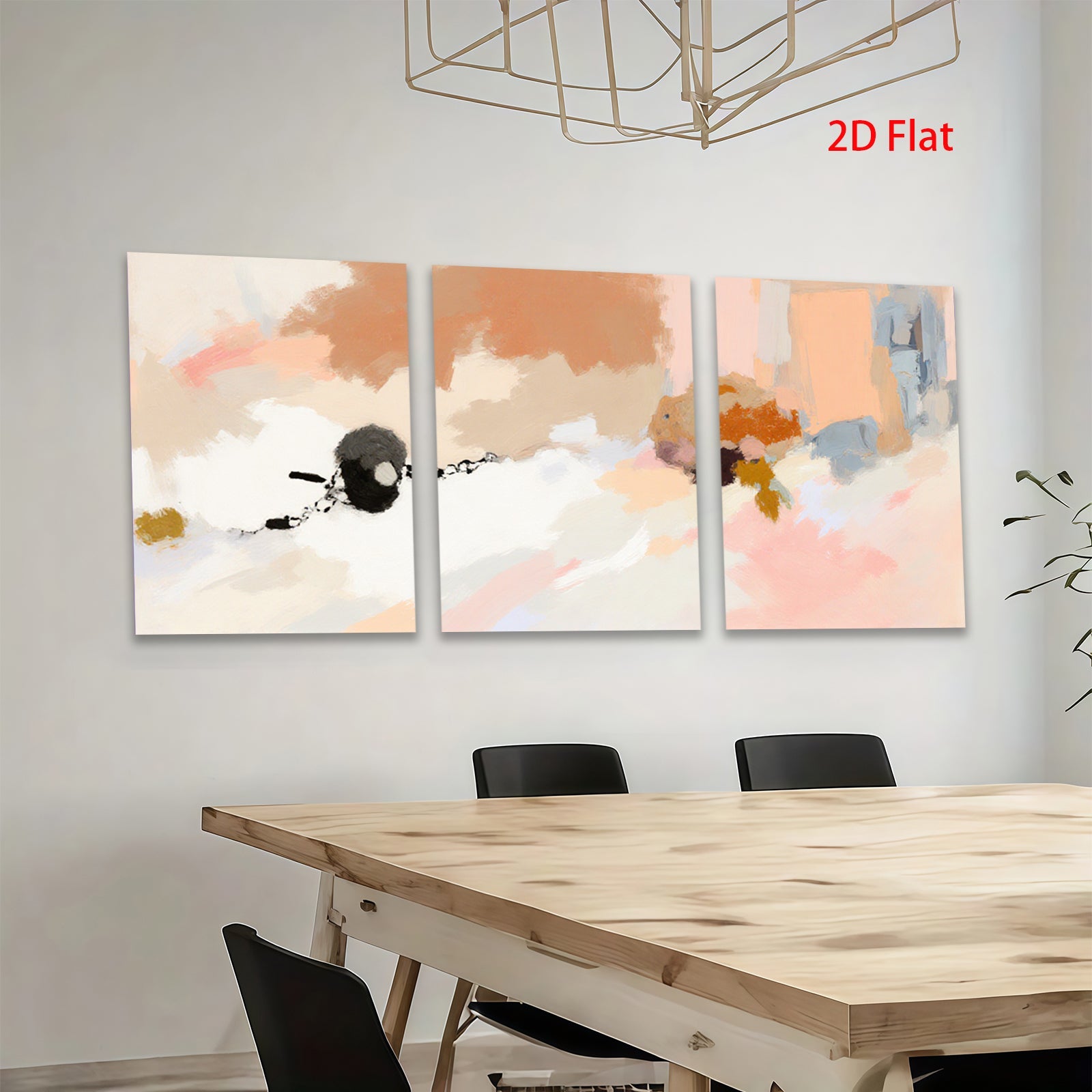 2D flat 1pc abstract warm tones flowing shapes modern wall art bedroom living room gallery wrapped canvas farmhouse minimalist style
