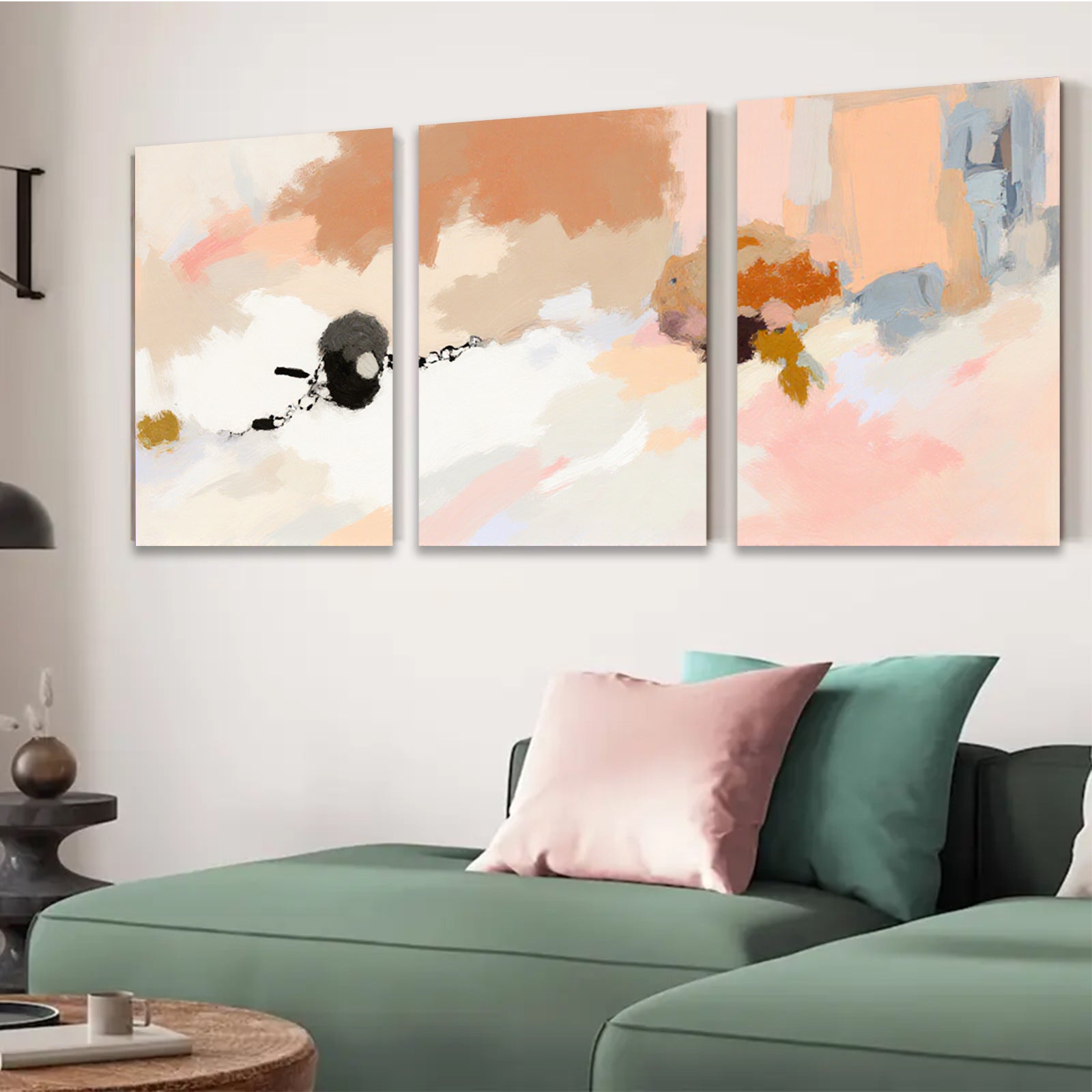 2D flat 1pc abstract warm tones flowing shapes modern wall art bedroom living room gallery wrapped canvas farmhouse minimalist style