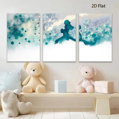 2D flat 1pc abstract watercolor splash calming blue wall art bedroom living room modern farmhouse gallery wrapped canvas print