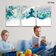 2D flat 1pc abstract watercolor splash calming blue wall art bedroom living room modern farmhouse gallery wrapped canvas print