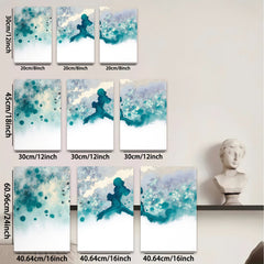 2D flat 1pc abstract watercolor splash calming blue wall art bedroom living room modern farmhouse gallery wrapped canvas print