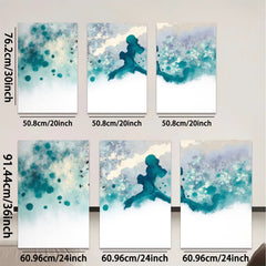 2D flat 1pc abstract watercolor splash calming blue wall art bedroom living room modern farmhouse gallery wrapped canvas print