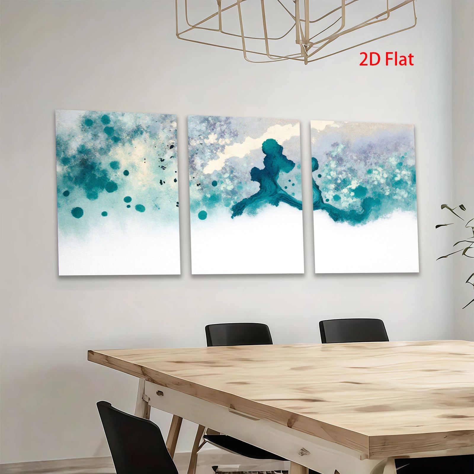 2D flat 1pc abstract watercolor splash calming blue wall art bedroom living room modern farmhouse gallery wrapped canvas print