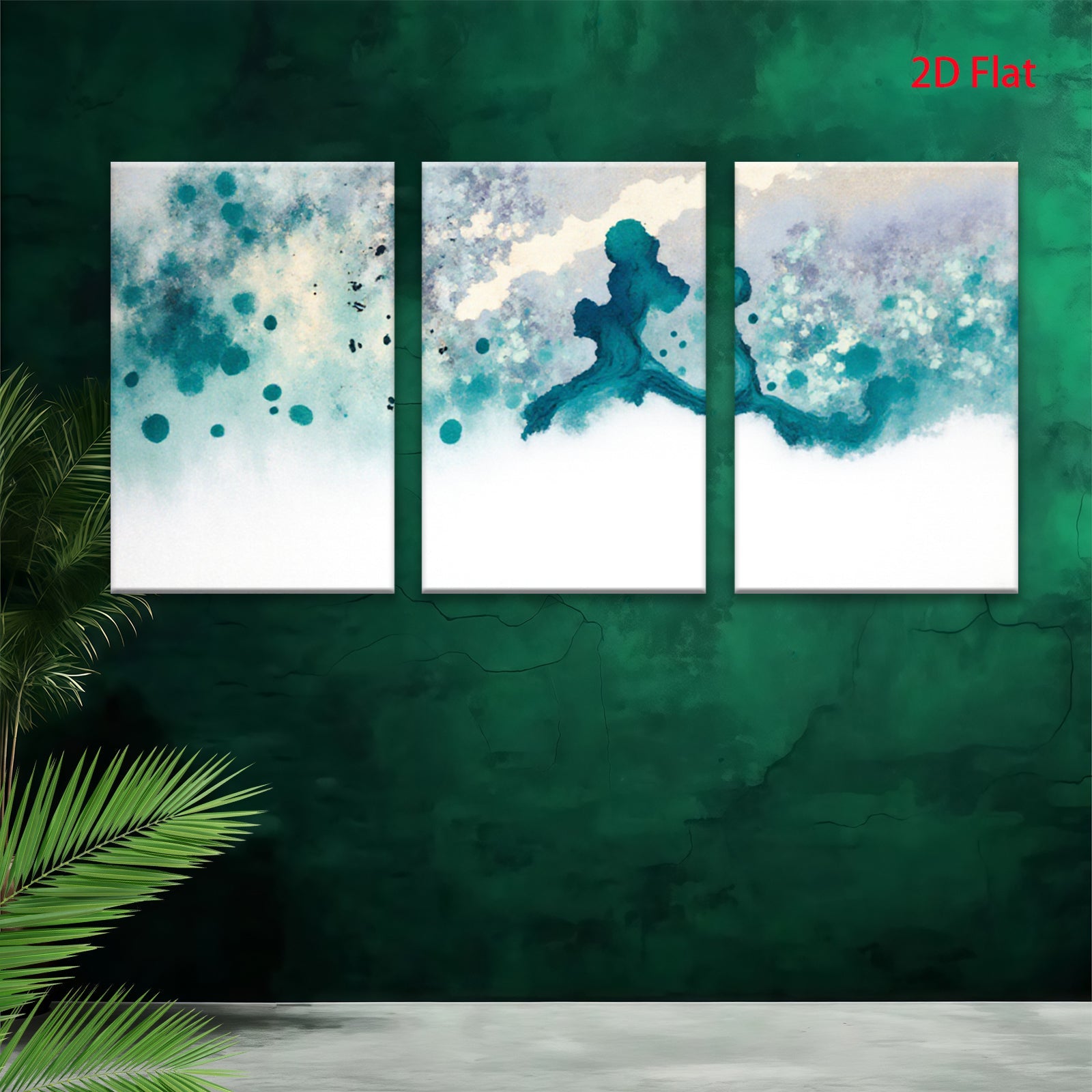 2D flat 1pc abstract watercolor splash calming blue wall art bedroom living room modern farmhouse gallery wrapped canvas print