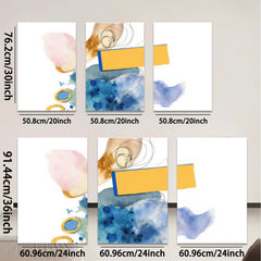 2D flat 1pc abstract watercolor splash vibrant blue gold modern farmhouse wall art decor living room bedroom canvas prints gallery wrapped framed