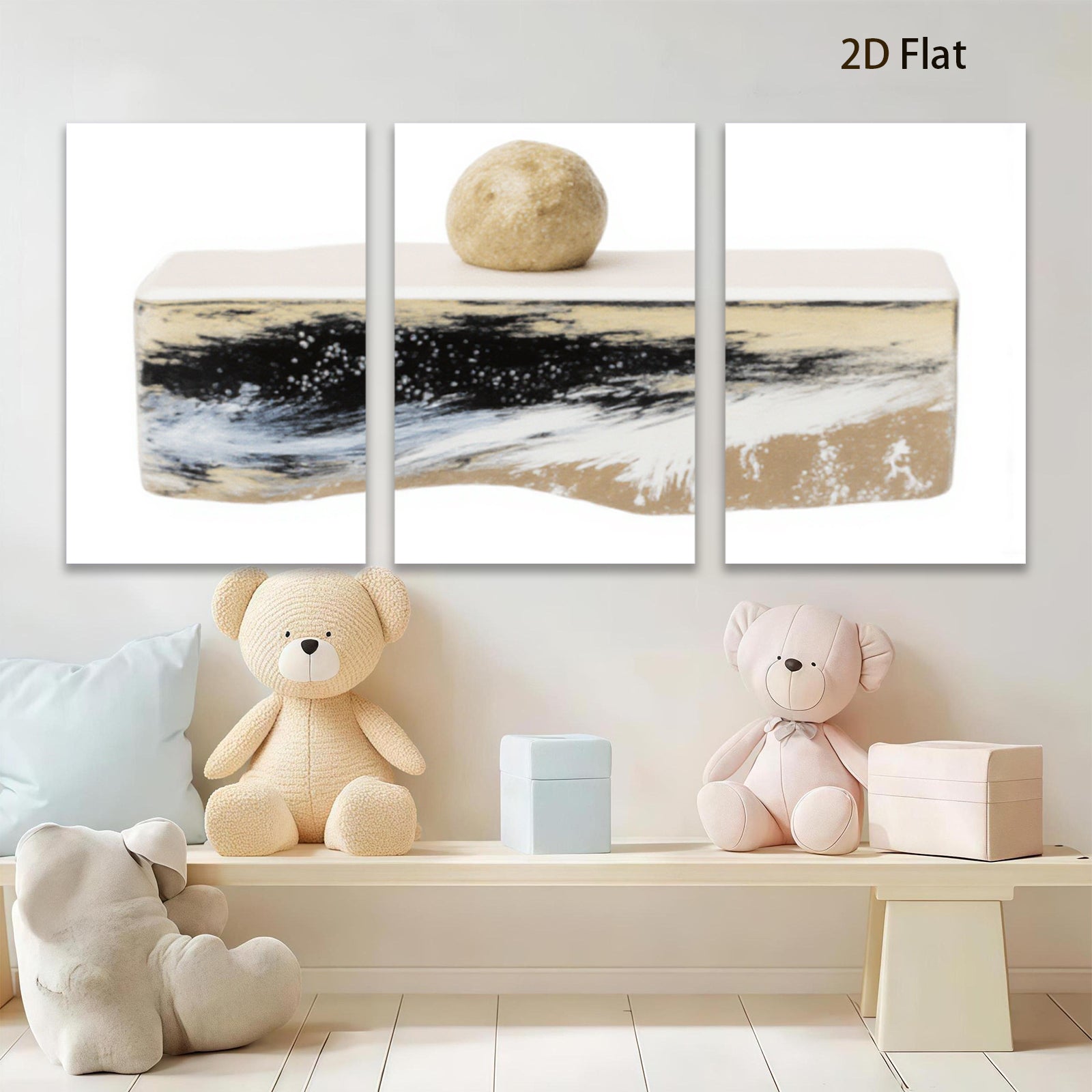 2D flat 1pc abstract wave canvas wall art modern farmhouse decor living room bedroom dining room gallery wrapped ready to hang