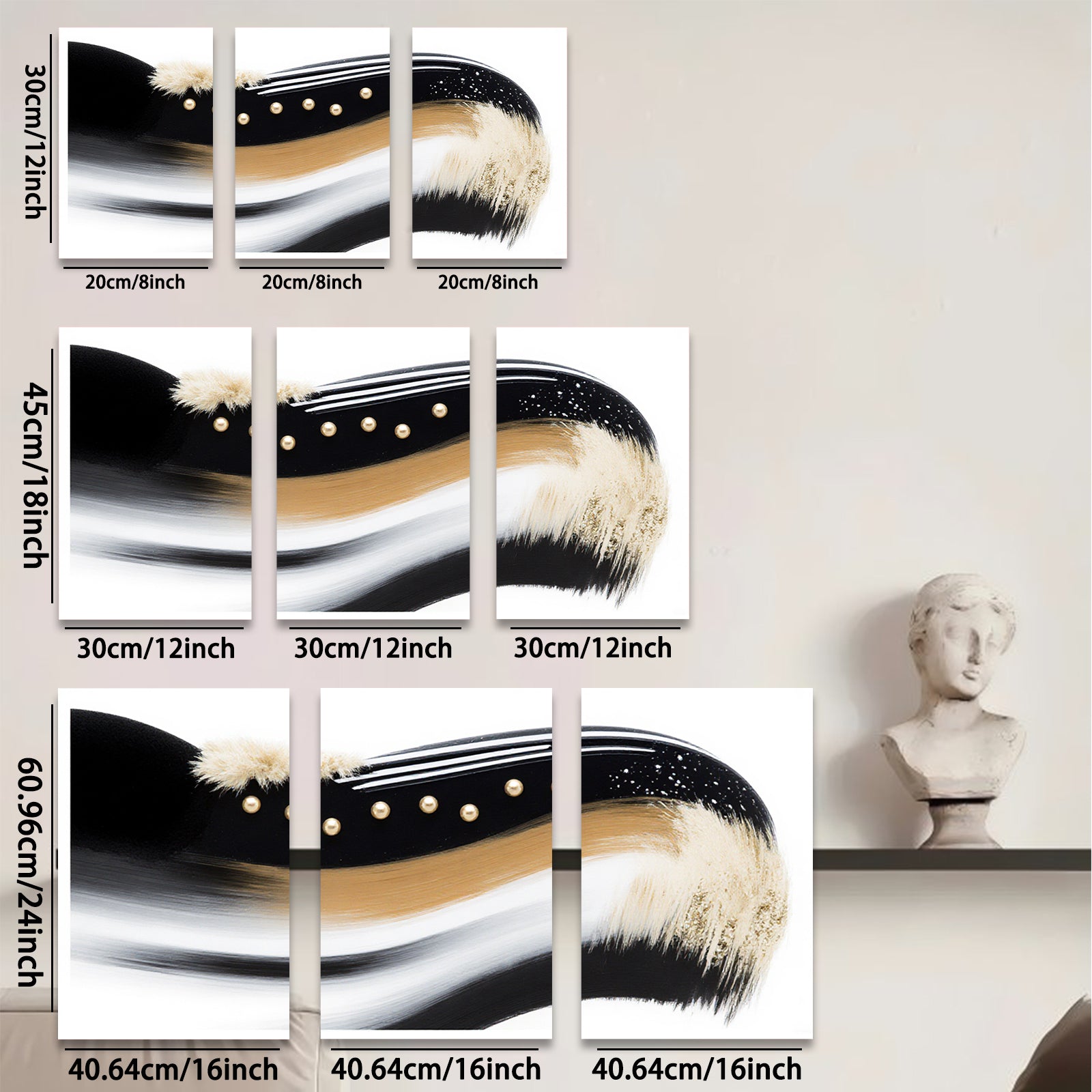 2D flat 1pc abstract waves gold accents modern wall art living room bedroom decor farmhouse style canvas prints gallery wrapped ready to hang