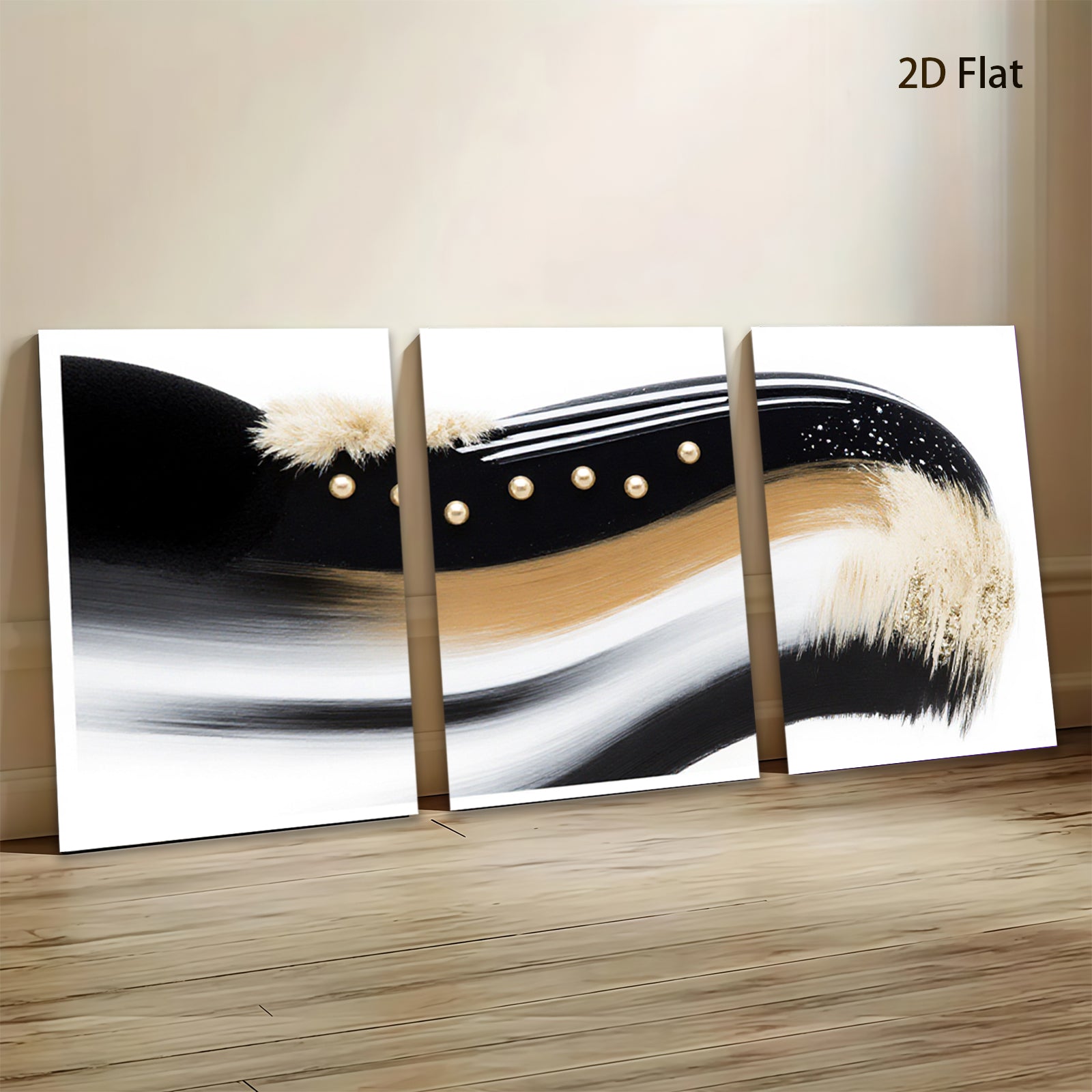 2D flat 1pc abstract waves gold accents modern wall art living room bedroom decor farmhouse style canvas prints gallery wrapped ready to hang