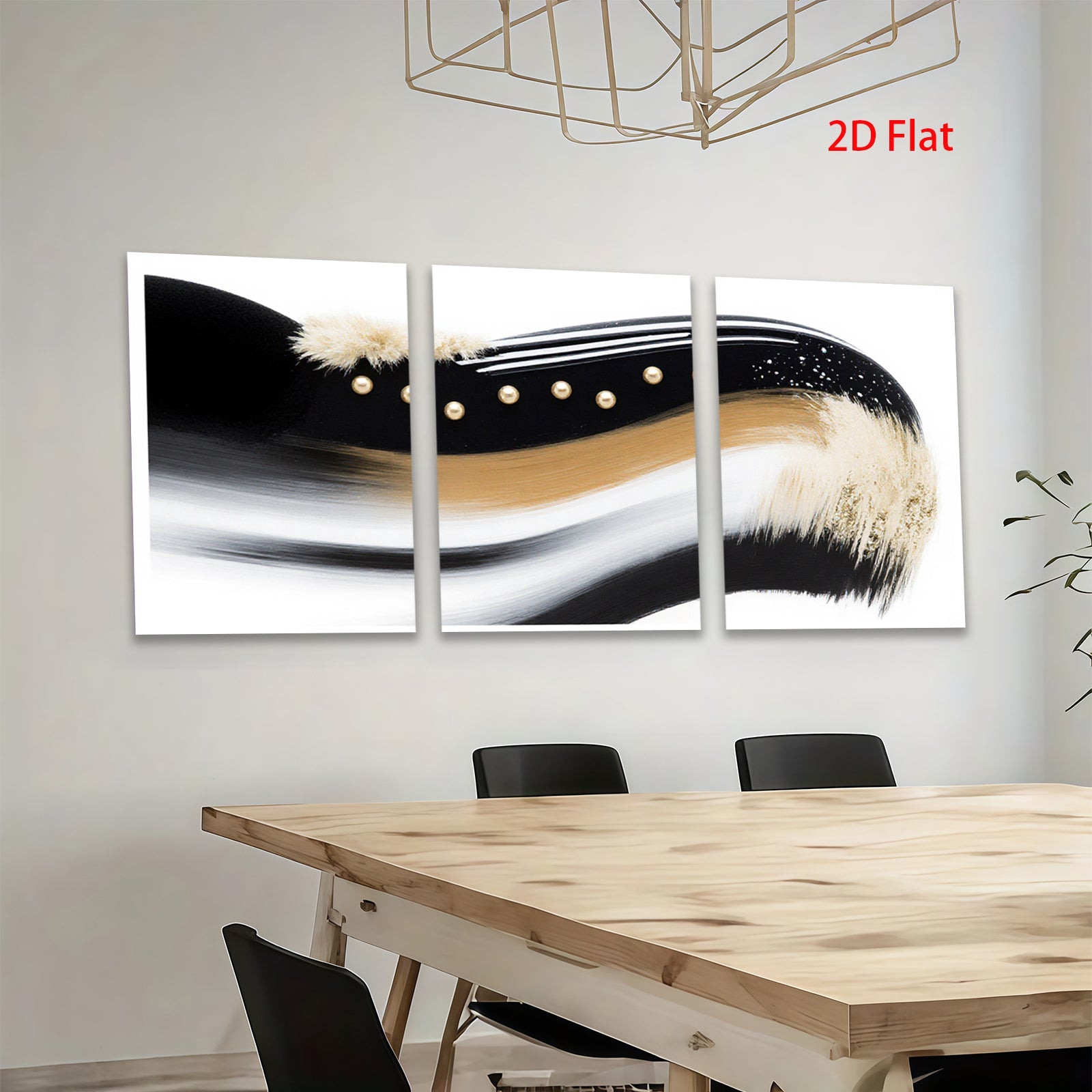 2D flat 1pc abstract waves gold accents modern wall art living room bedroom decor farmhouse style canvas prints gallery wrapped ready to hang